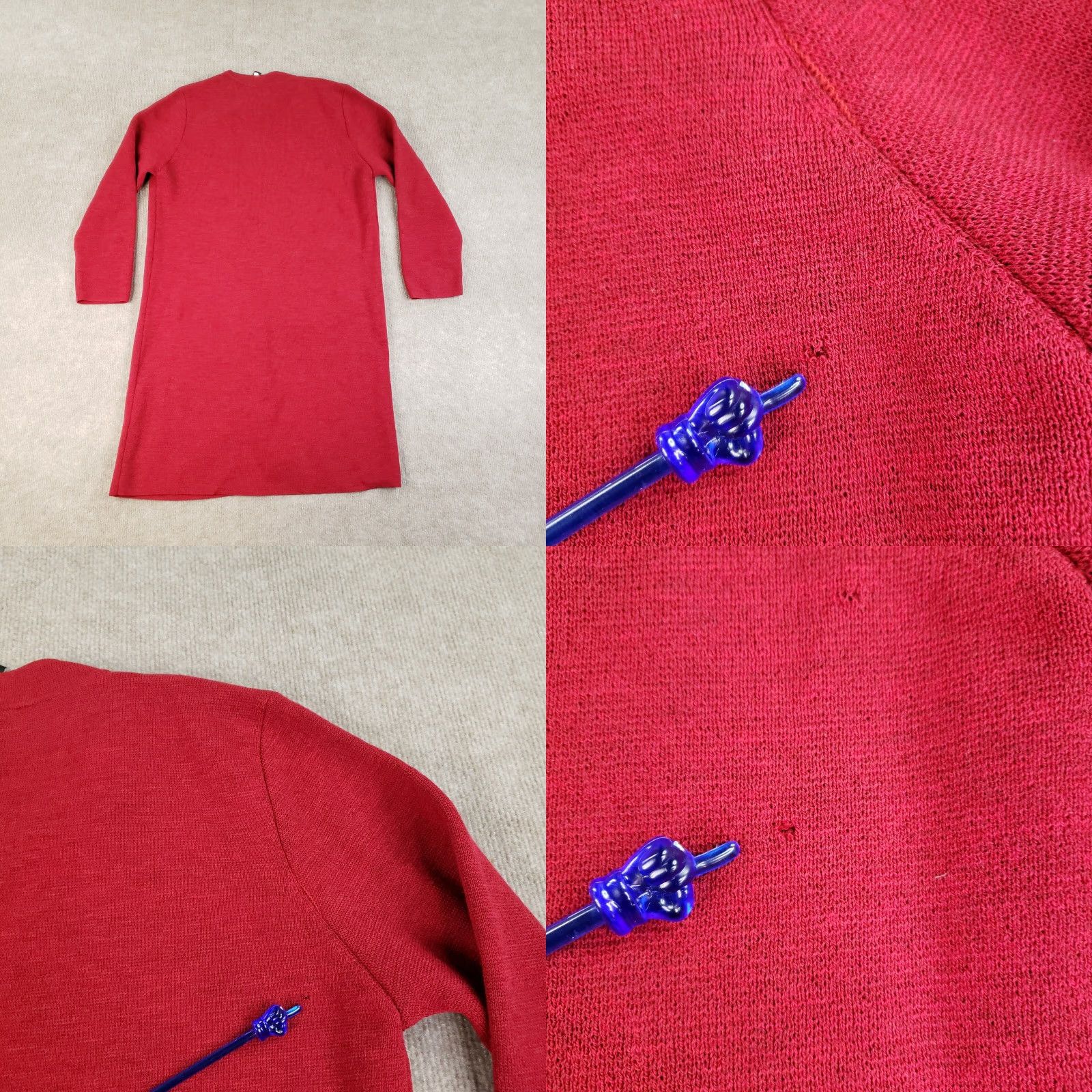 Eileen Fisher VINTAGE Eileen Fisher Cardigan Sweater Womens M Red Open Front Pockets Holes Size M / US 6-8 / IT 42-44 - 8 Thumbnail