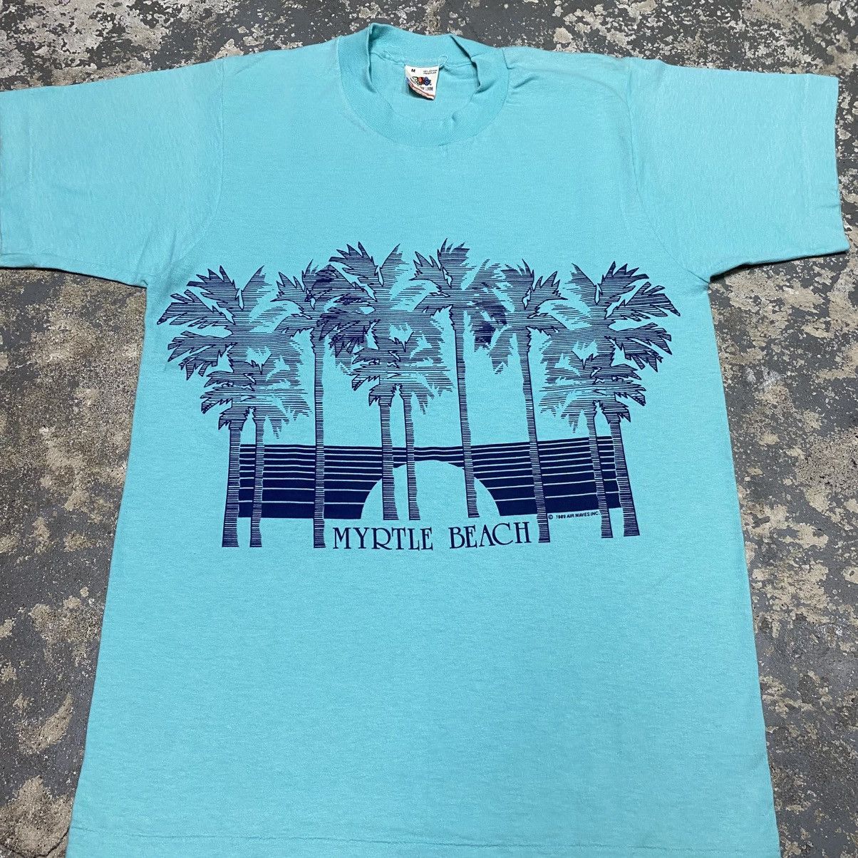 Japanese Brand × Vintage Vintage Myrtle Beach Palm Tree Trees Blue Tshirt 1989 Size US M / EU 48-50 / 2 - 8 Thumbnail