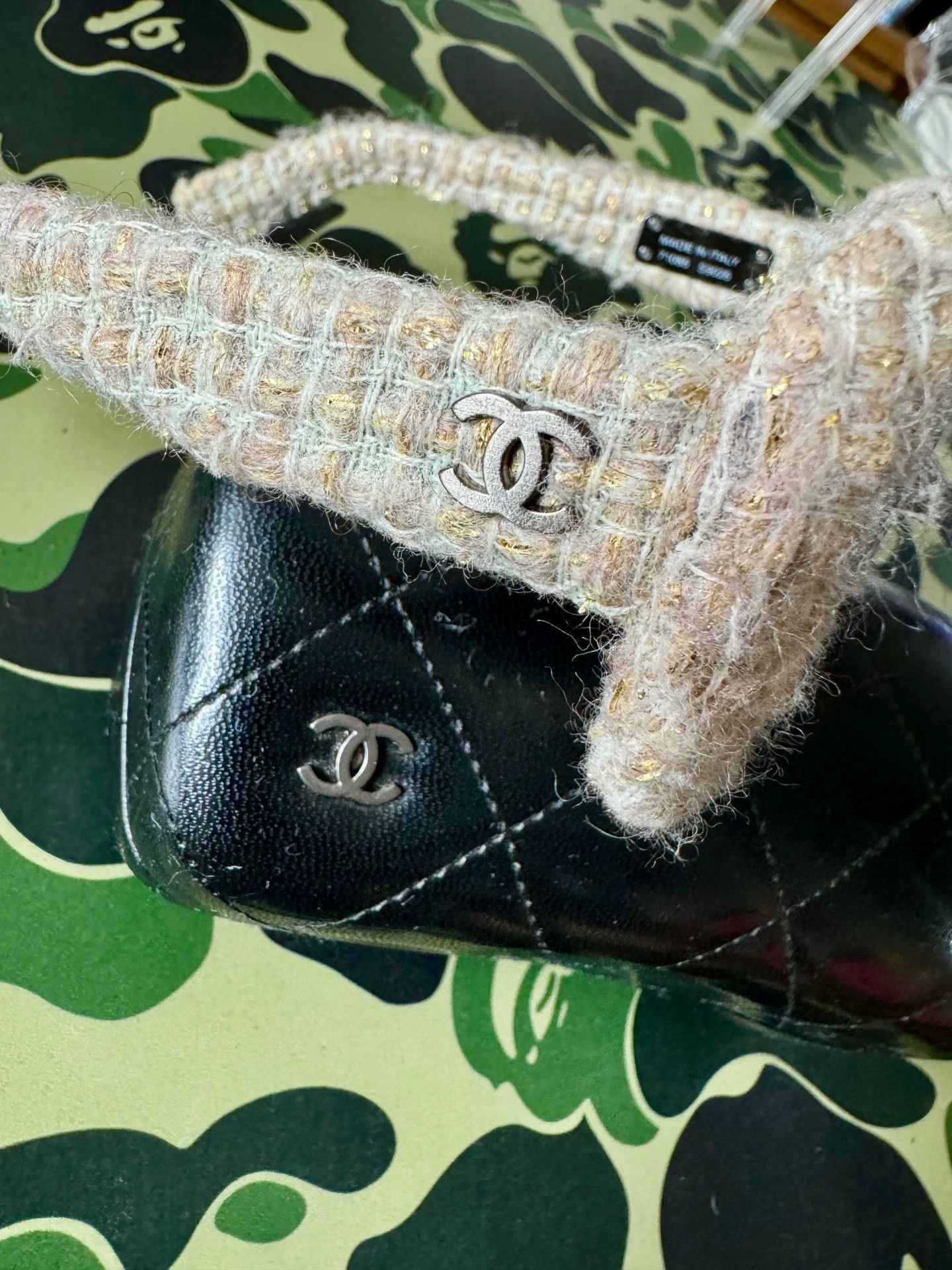 Chanel CHANEL 14 Vintage Full Wrap Tweed Sunglasses Size ONE SIZE - 2 Thumbnail