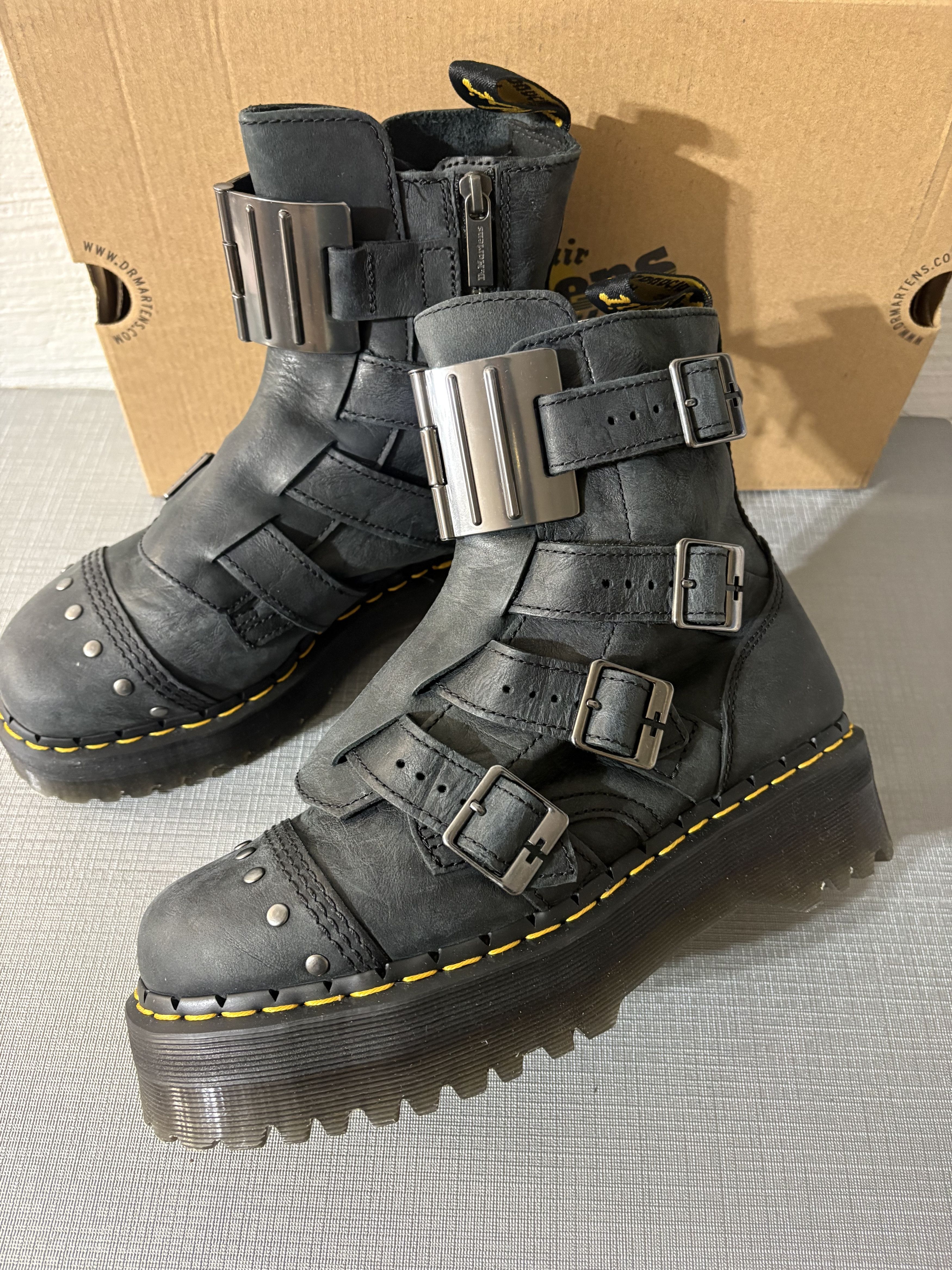 Dr. Martens Dr. Martens Jadon Hinge Buckle Leather Platform Boots Size US 6 / EU 39 - 8 Thumbnail