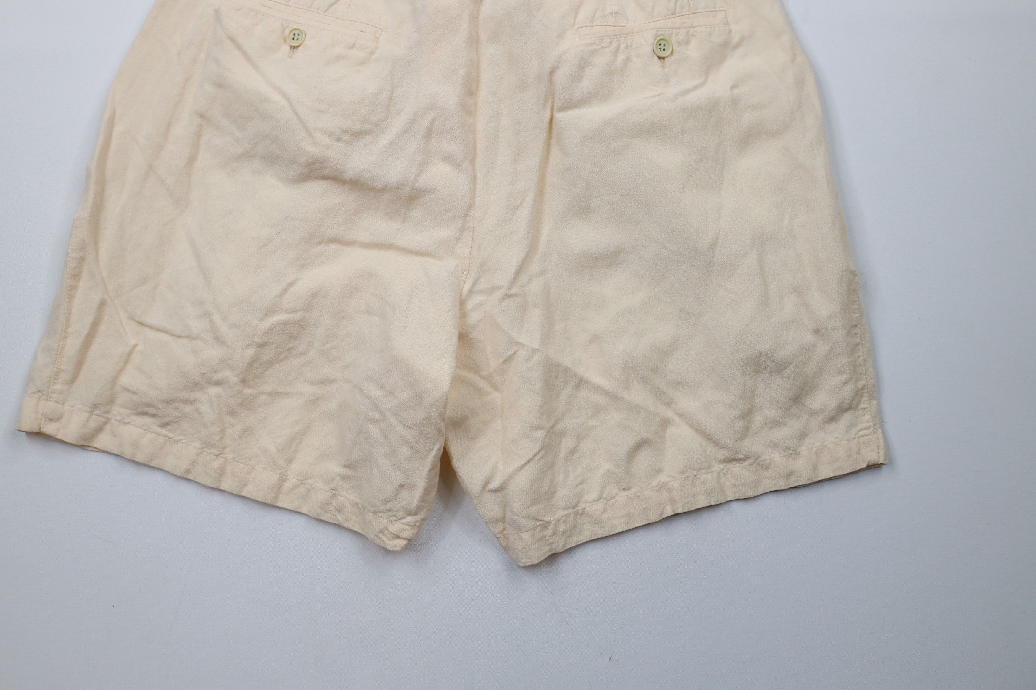 Vintage Vintage 90s Streetwear Pleated Above Knee Shorts Pale Yellow Size US 32 / EU 48 - 10 Thumbnail
