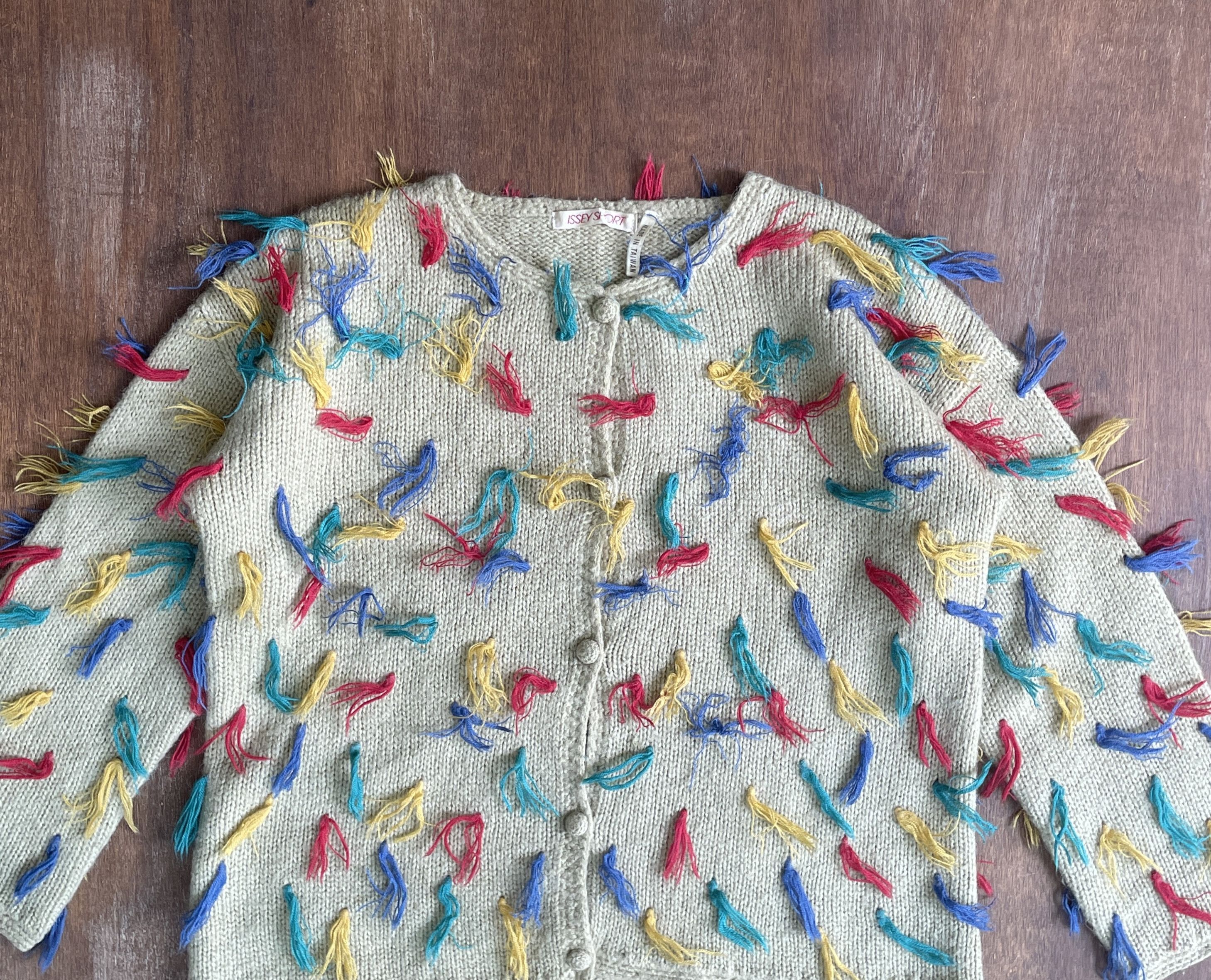 Issey Miyake ISSEY MIYAKE SPORT 80's Vintage Rainbow Thread Cardigan Size US M / EU 48-50 / 2 - 2 Thumbnail