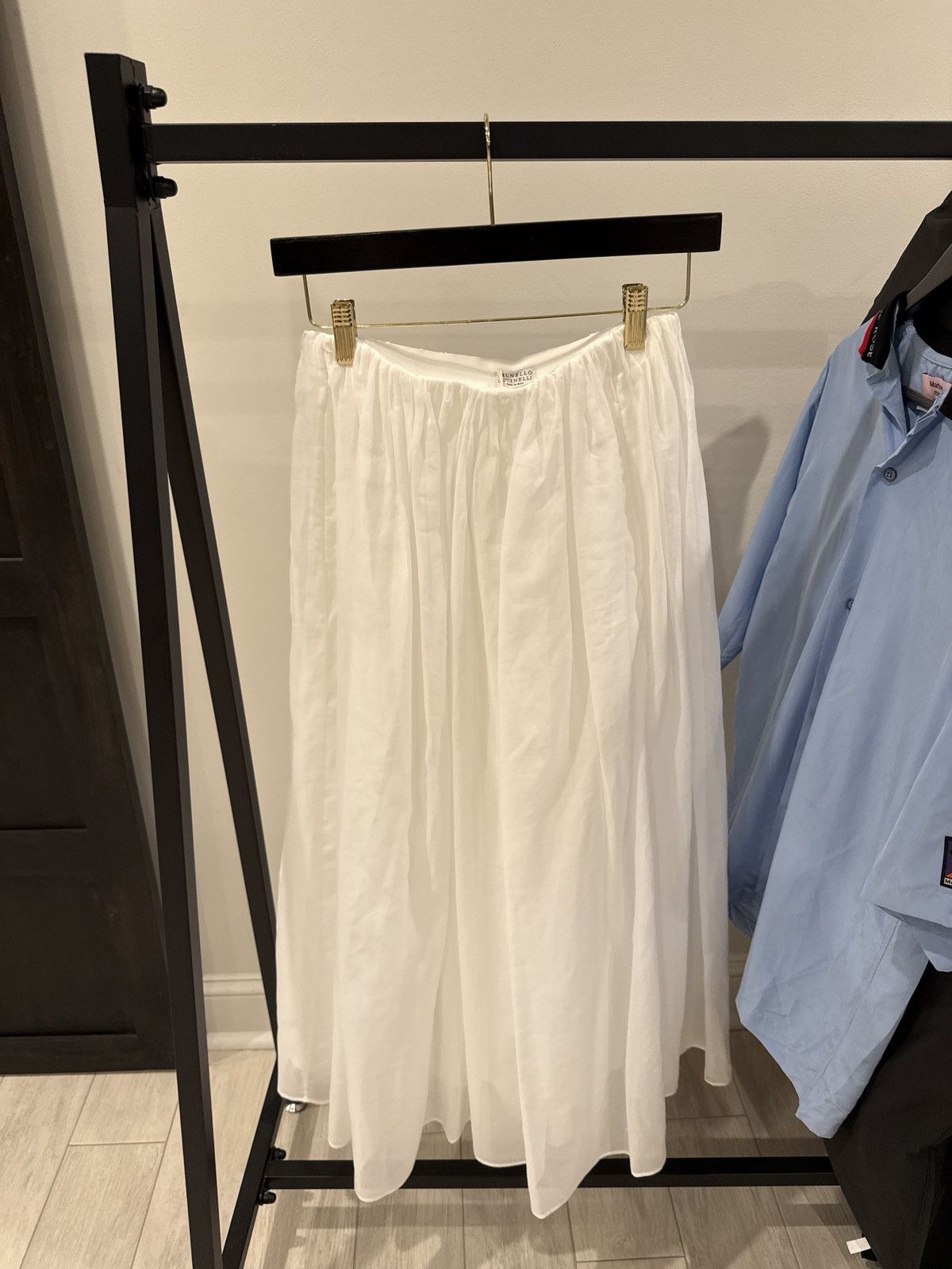 Brunello Cucinelli Draped crinkled cotton-blend poplin maxi skirt Size 27" / US 4 / IT 40 - 6 Thumbnail