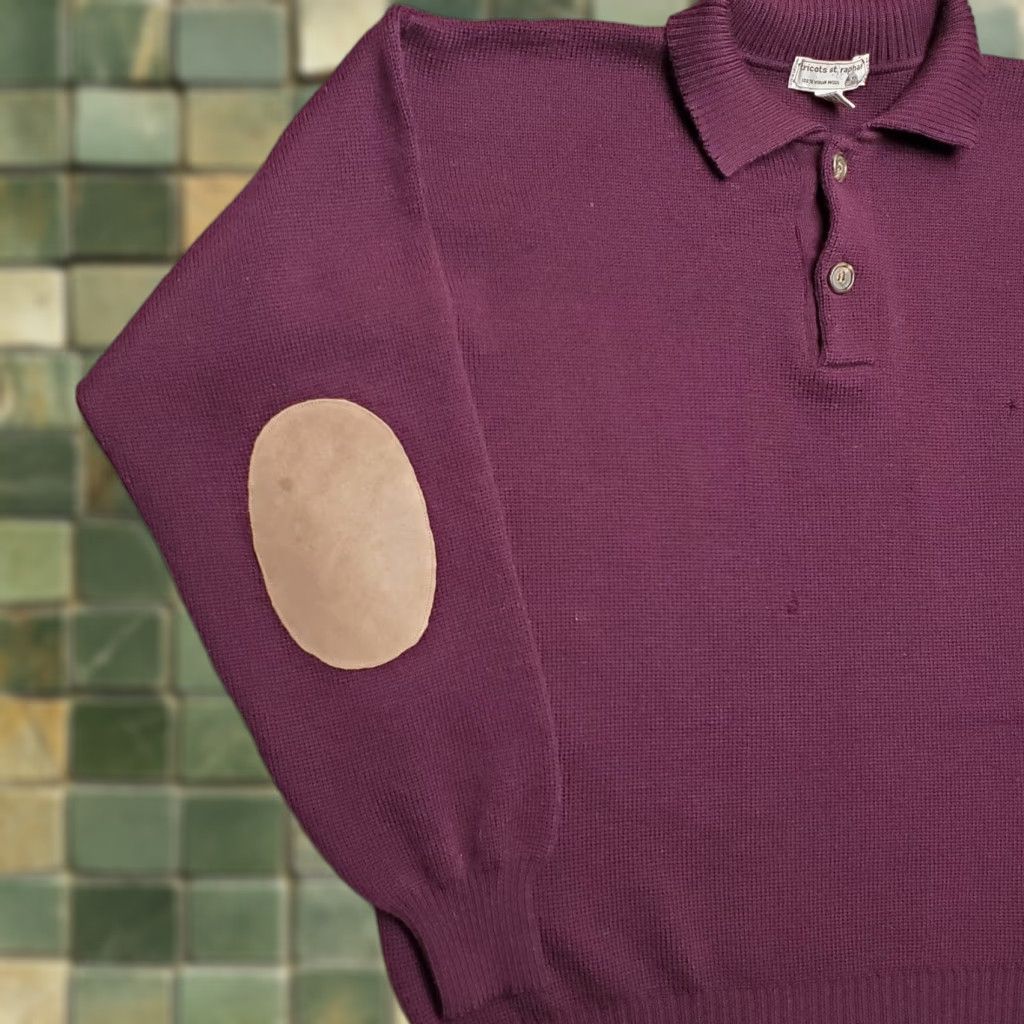 Vintage VINTAGE Tricots St Raphael Sweater Men XL Plum 100% Virgin Wool Collared Pullover Wool Knit Solid Long Sleeve Casual Mens Size US XL / EU 56 / 4 - 1 Thumbnail