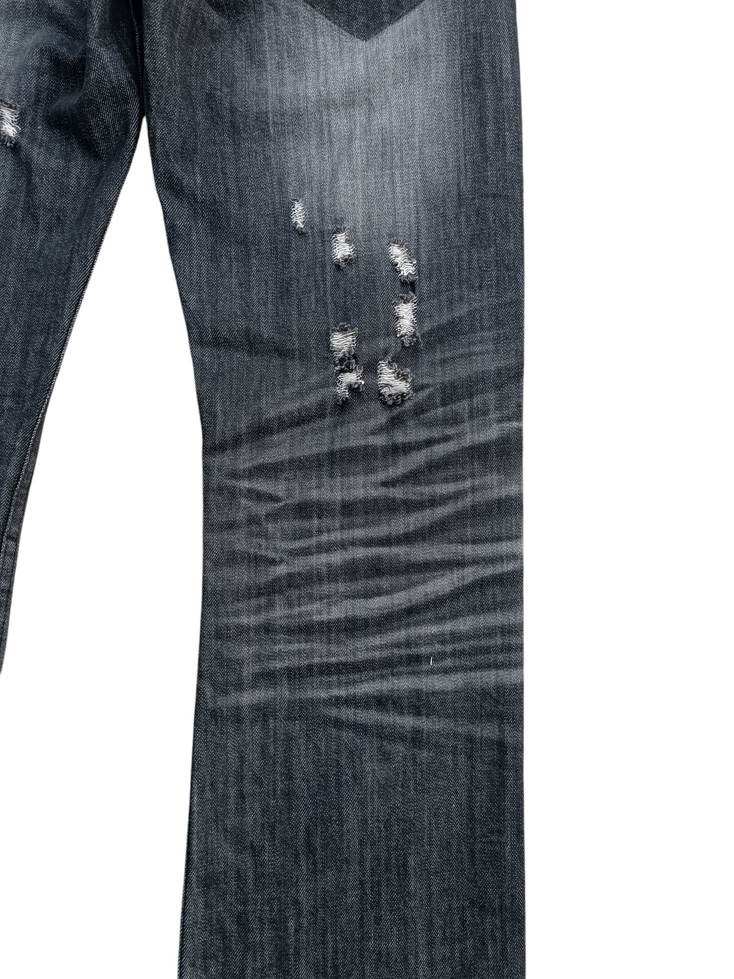 Japanese Brand RARE💥JAPANESE BRAND DENIM FLARE DISTRESED EMBROIDERY JEANS Size US 29 - 18 Thumbnail