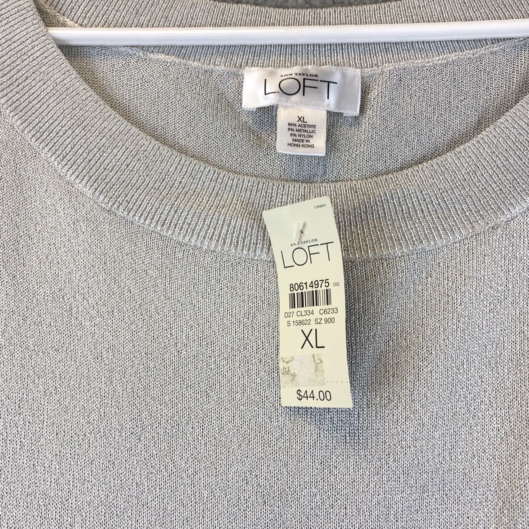 Ann Taylor Loft Ann Taylor Loft Women's Tank Blouse Sleeveless XL Boat Neck Silver Polyester Spandex Button Casual Tunic Regular Size 47-13 Size XL / US 12-14 / IT 48-50 - 2 Thumbnail