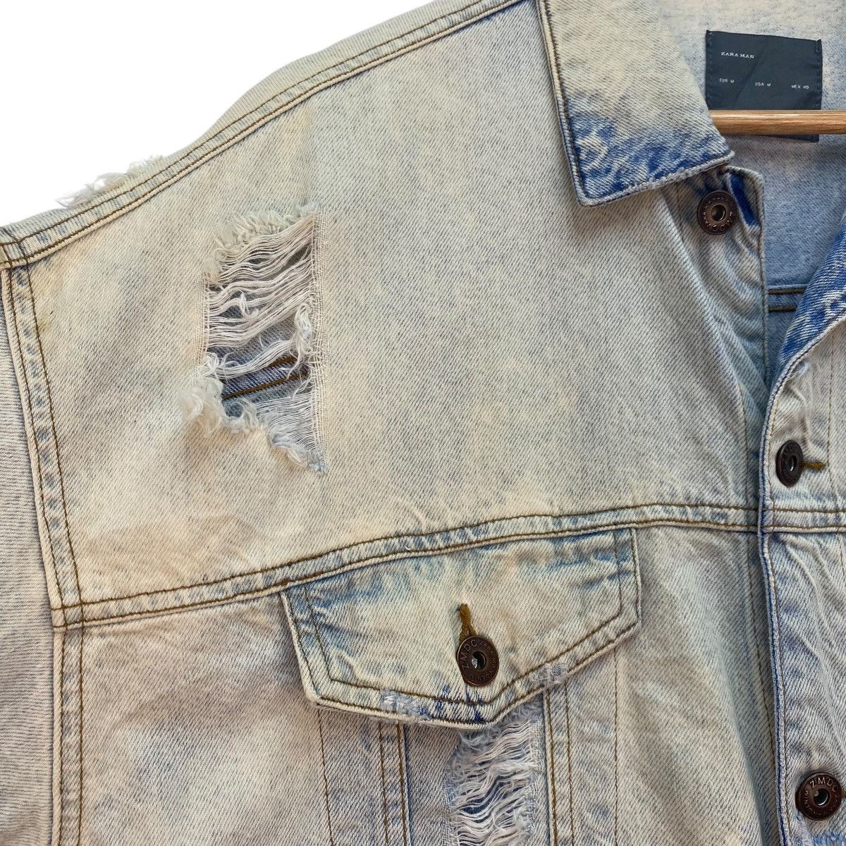 Zara 💥Zara Denim Man Distressed Jacket Size US M / EU 48-50 / 2 - 5 Thumbnail