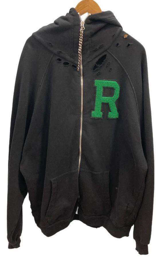 Raf Simons Raf Simons Distressed Hoodie with Chain Detail Size US S / EU 44-46 / 1 - 1 Thumbnail