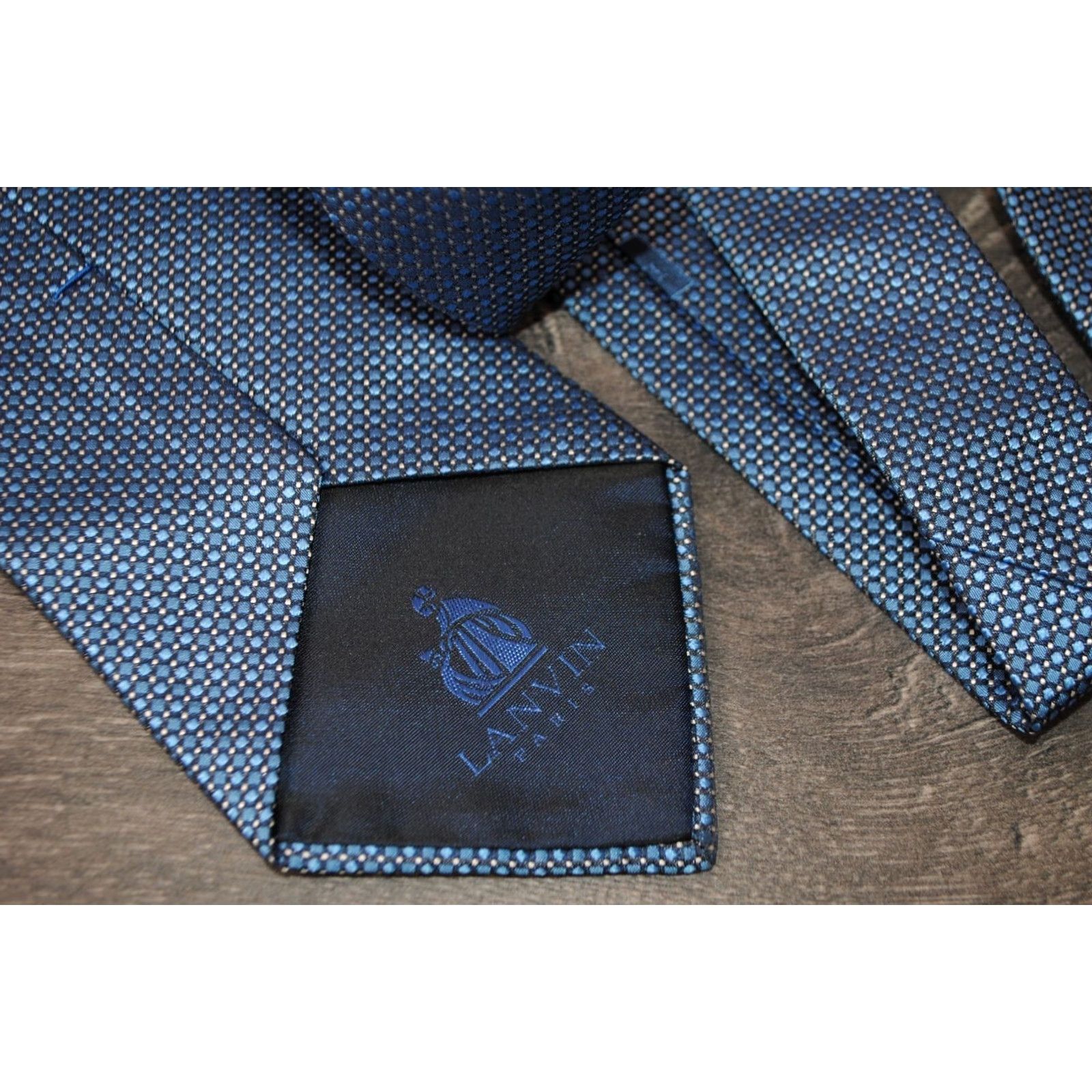 Lanvin LANVIN PARIS NECK TIE MADE IN FRANCE 100% PURE SILK BLUE DROPS PATTERN ORIGINAL Size ONE SIZE - 4 Thumbnail