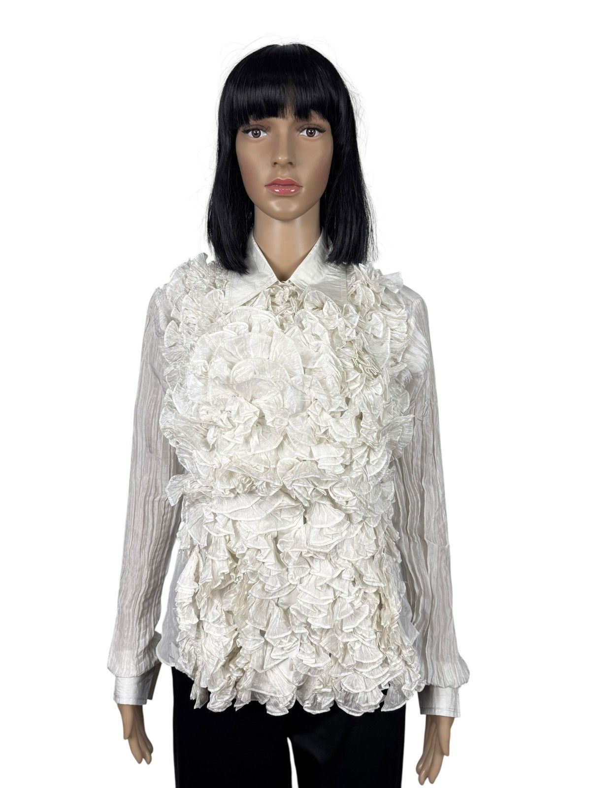 Manish Arora Manish Arora Silk Blouse Button Up Ruffle Pleated size L Size L / US 10 / IT 46 - 1 Thumbnail
