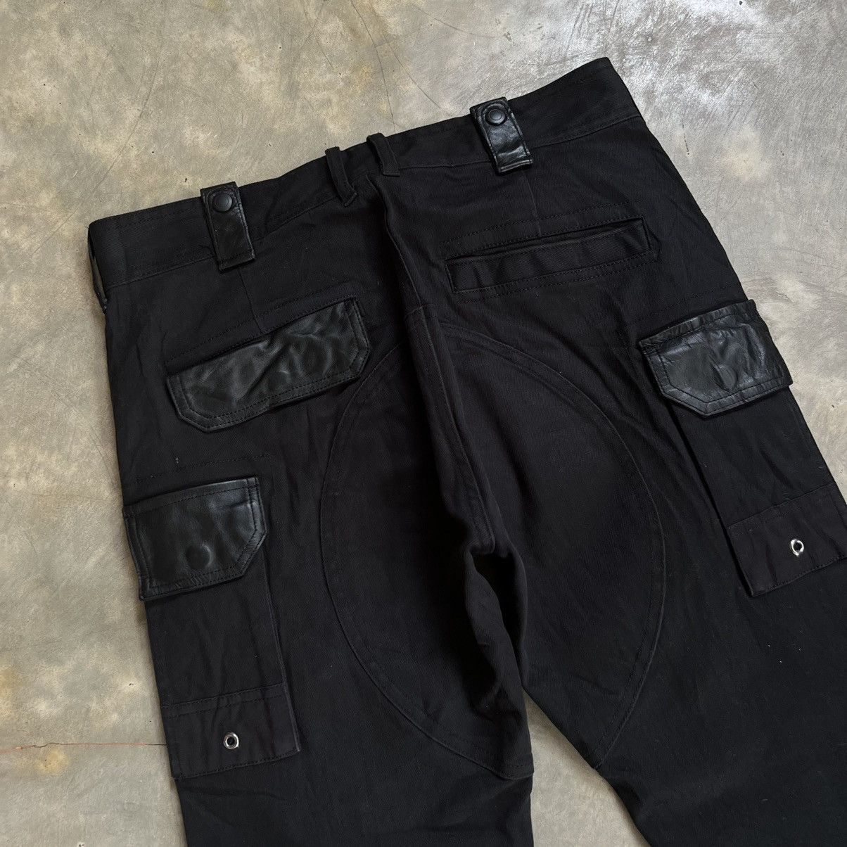 If Six Was Nine P.D.W Riders Demin Leather Cargo Pants Size US 33 - 4 Thumbnail