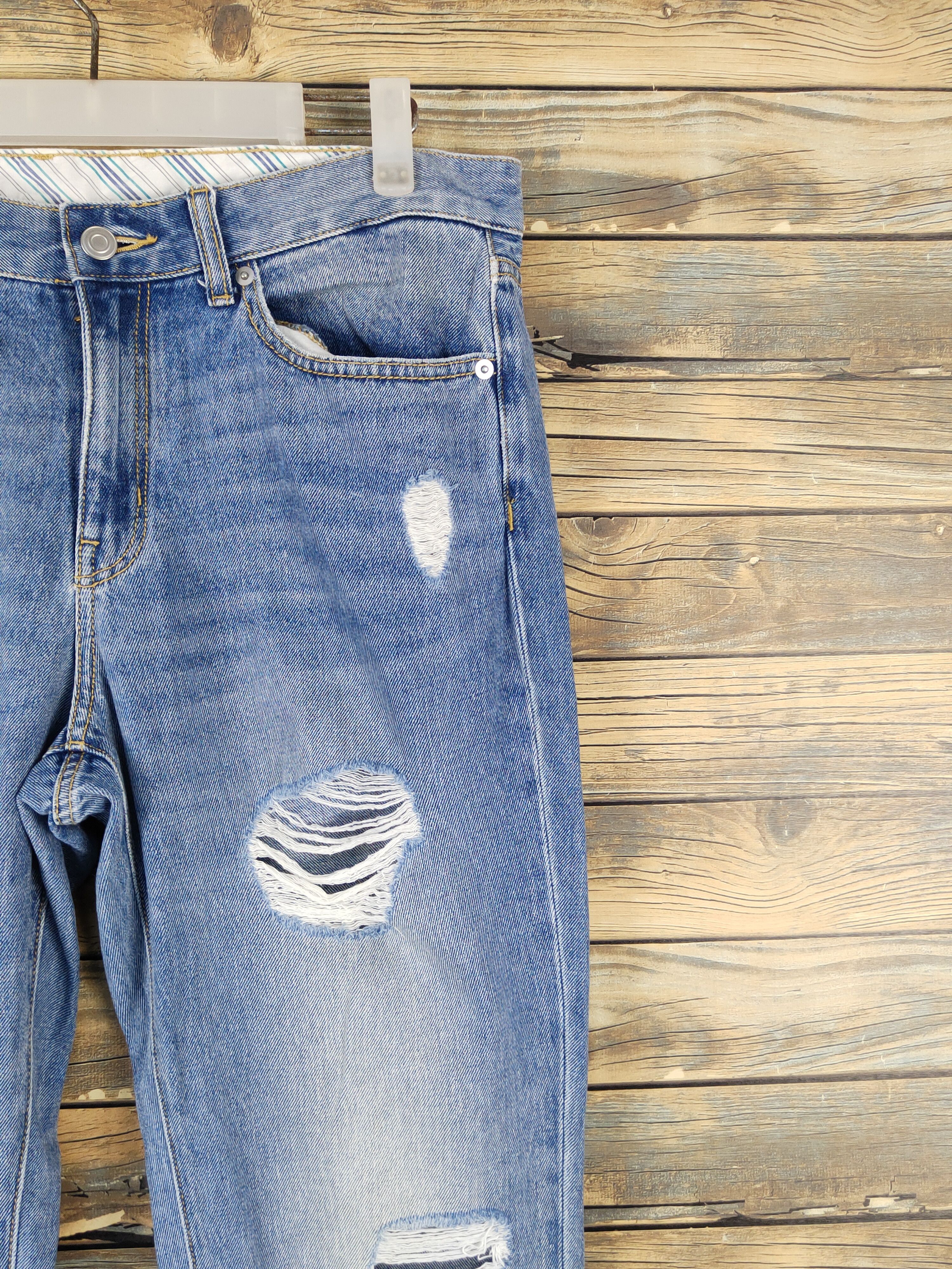 GU GU Blue Distressed Ripped denim Jeans #W1562 Size US 34 / EU 50 - 5 Thumbnail