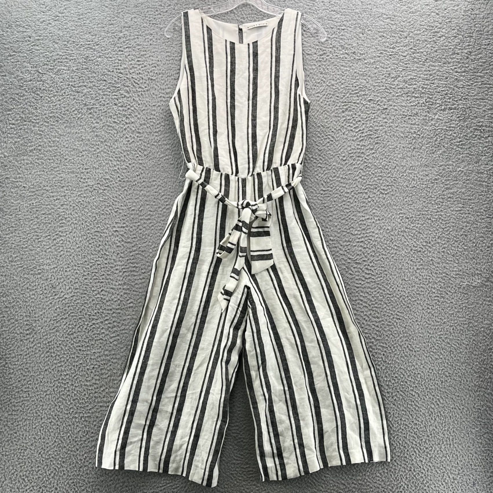 Old Navy Alice + Olivia 100% Linen Jumpsuit Womens Medium Stripe Cocktail 90s Chic Travel Vintage No - Size 32" / US 10 / IT 46 - 2 Thumbnail
