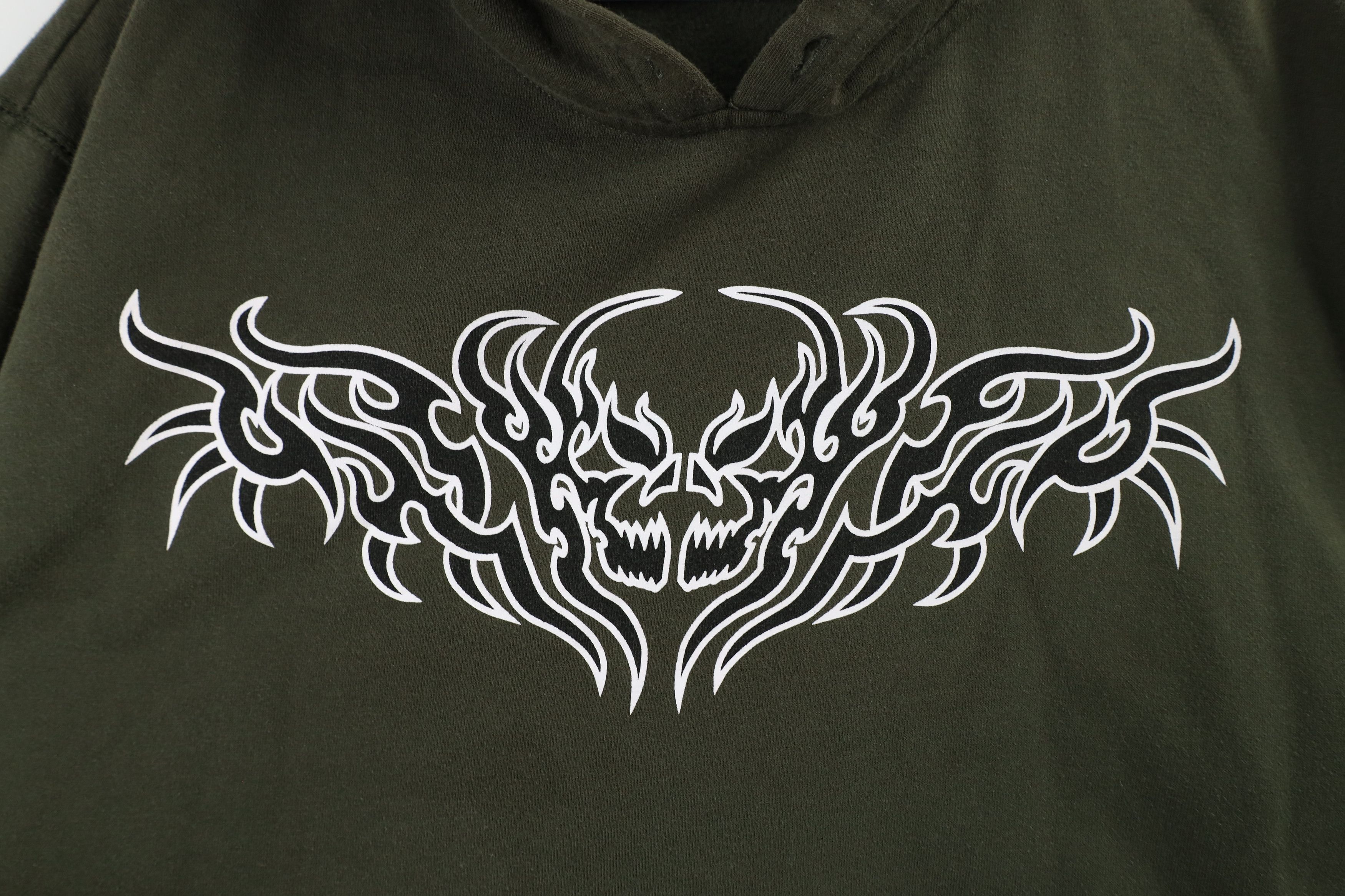 Vintage Vintage 90s Y2K Streetwear Skeleton Tribal Hoodie Green Size US L / EU 52-54 / 3 - 7 Thumbnail