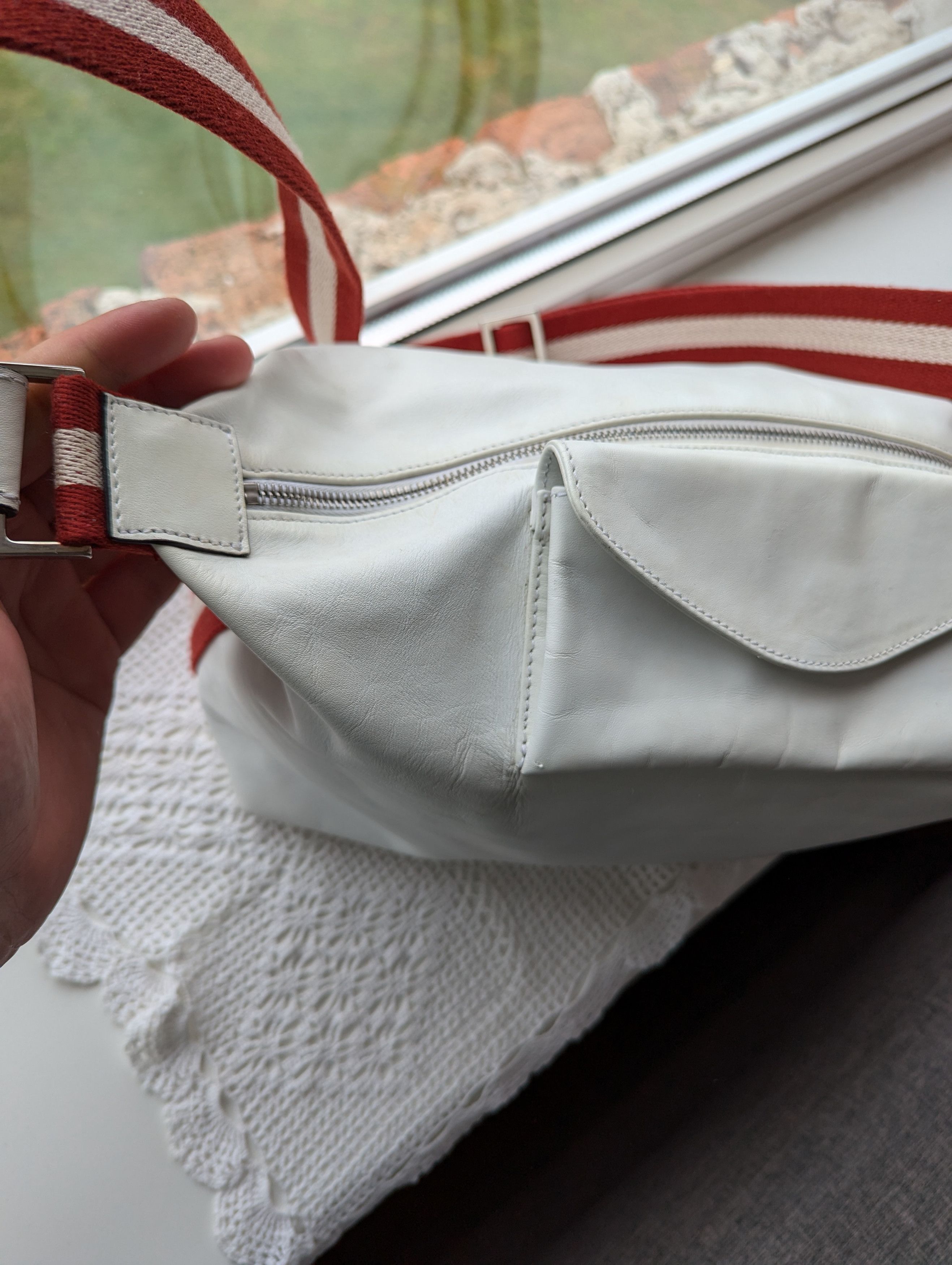 Bally × Vintage Bally White Leather Web Strap 2 Way Bag Shoulder Size ONE SIZE - 5 Thumbnail