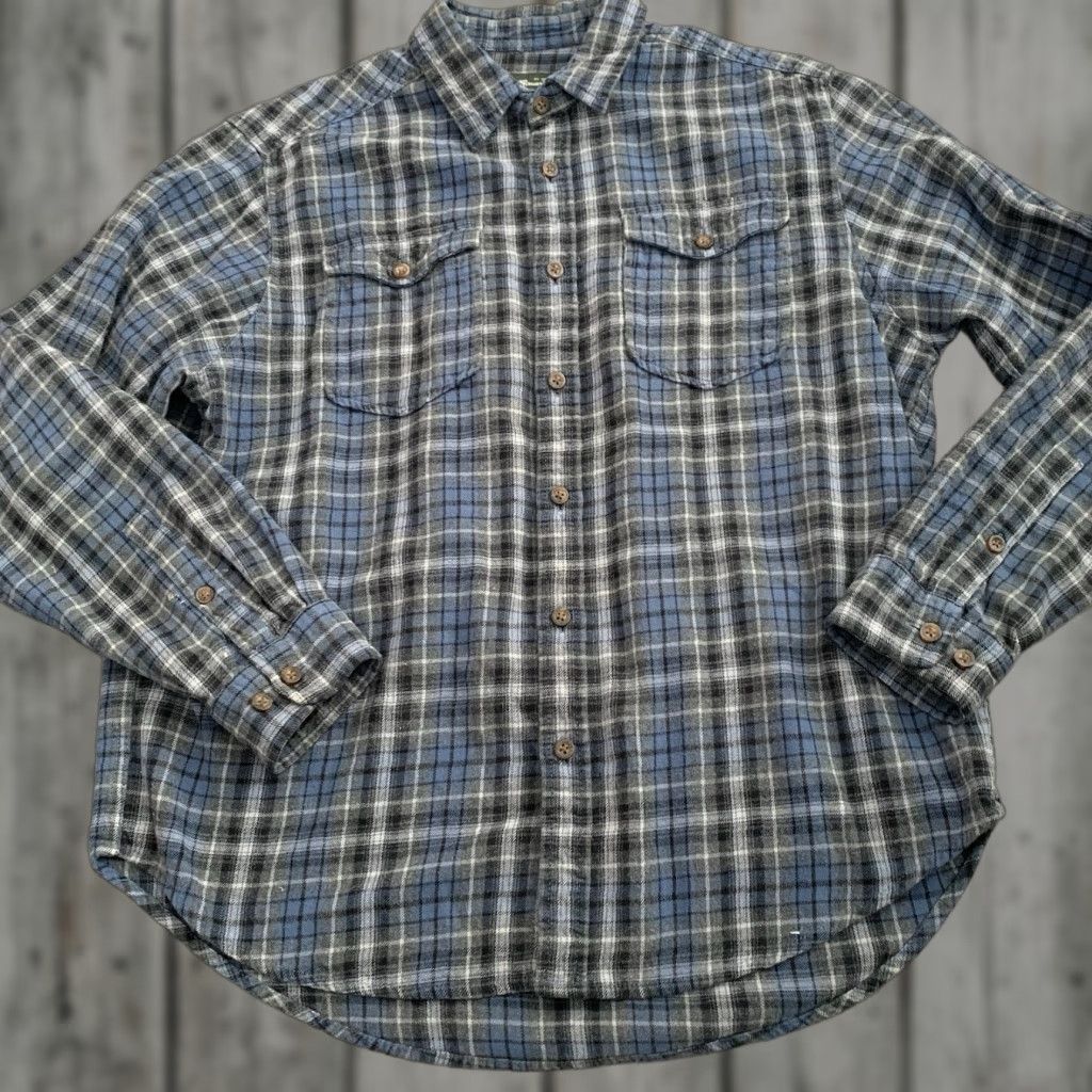 Eddie Bauer Eddie Bauer Flannel Shirt Mens Size L Regular Blue Gray Plaid Button Up Shirt-Jac Shirt Blue Gray Plaid Casual Mens Size US L / EU 52-54 / 3 - 1 Thumbnail