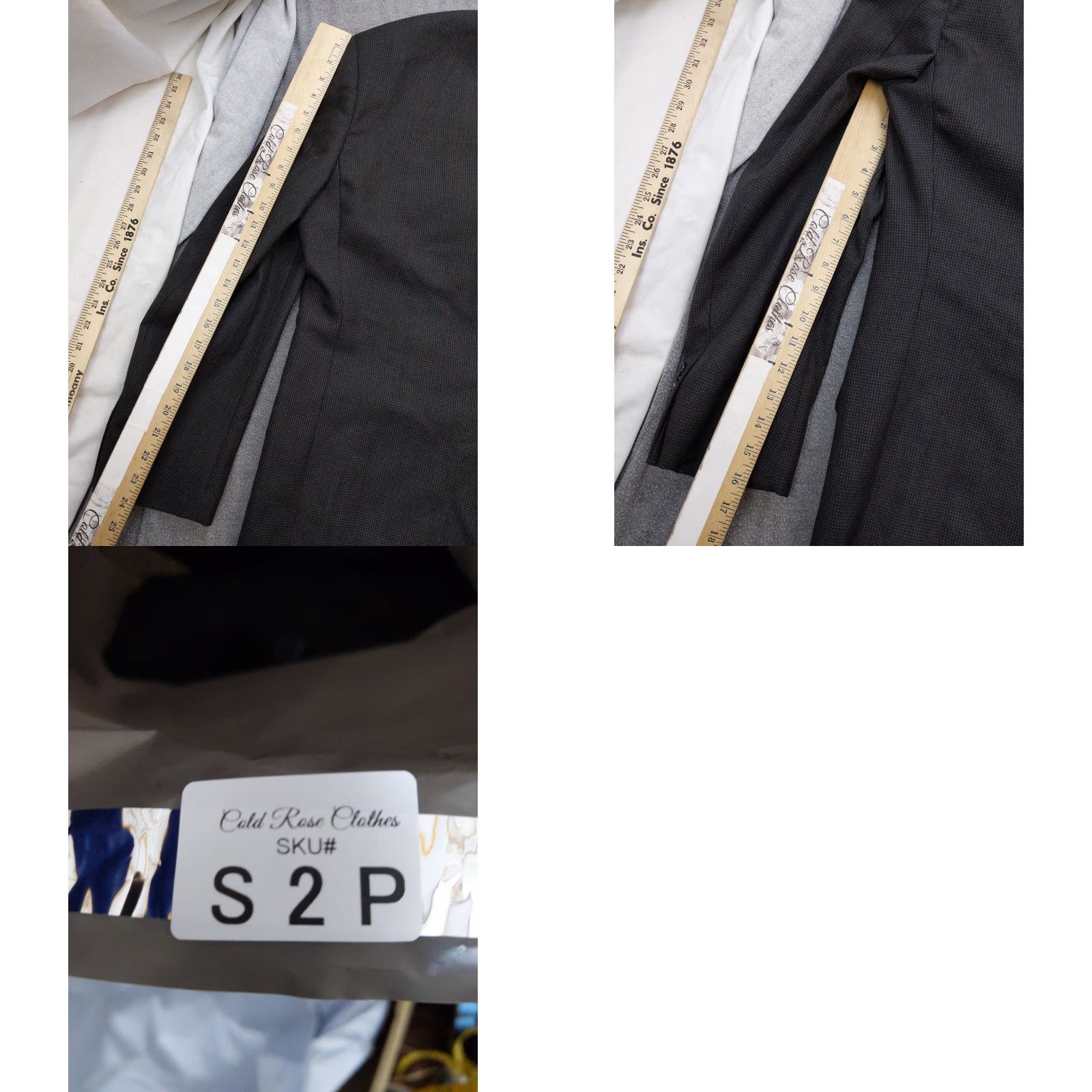 Vintage Hunting Horn Sport Coat Blazer Mens 44R Gray Check Two-Button Notch Lapel Single-Breasted Jacket Regular Office Formal Size 44R - 9 Thumbnail
