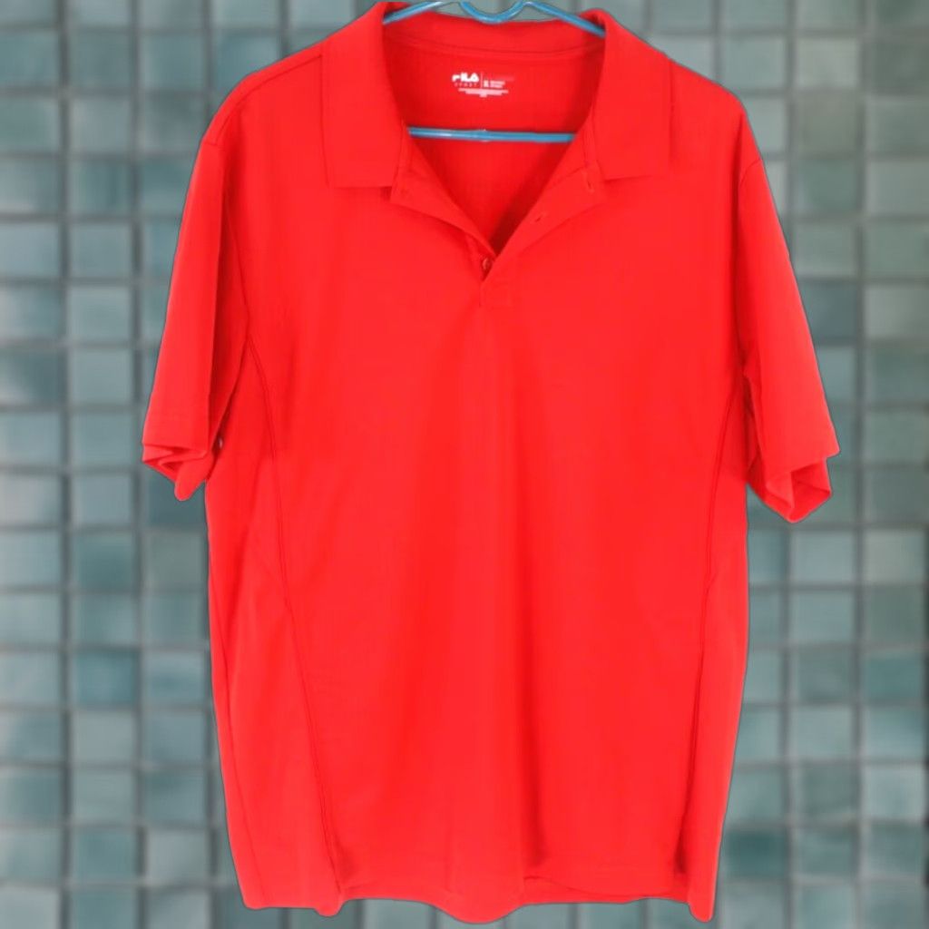 Fila FILA Sport Mens Short Sleeves Activewear Red Golf Polo T-Shirt XL Size Red Logo Shirt Mens Polo T-Shirt Sports Style Knit Polyester 100% Club Shirt Size US XL / EU 56 / 4 - 1 Thumbnail