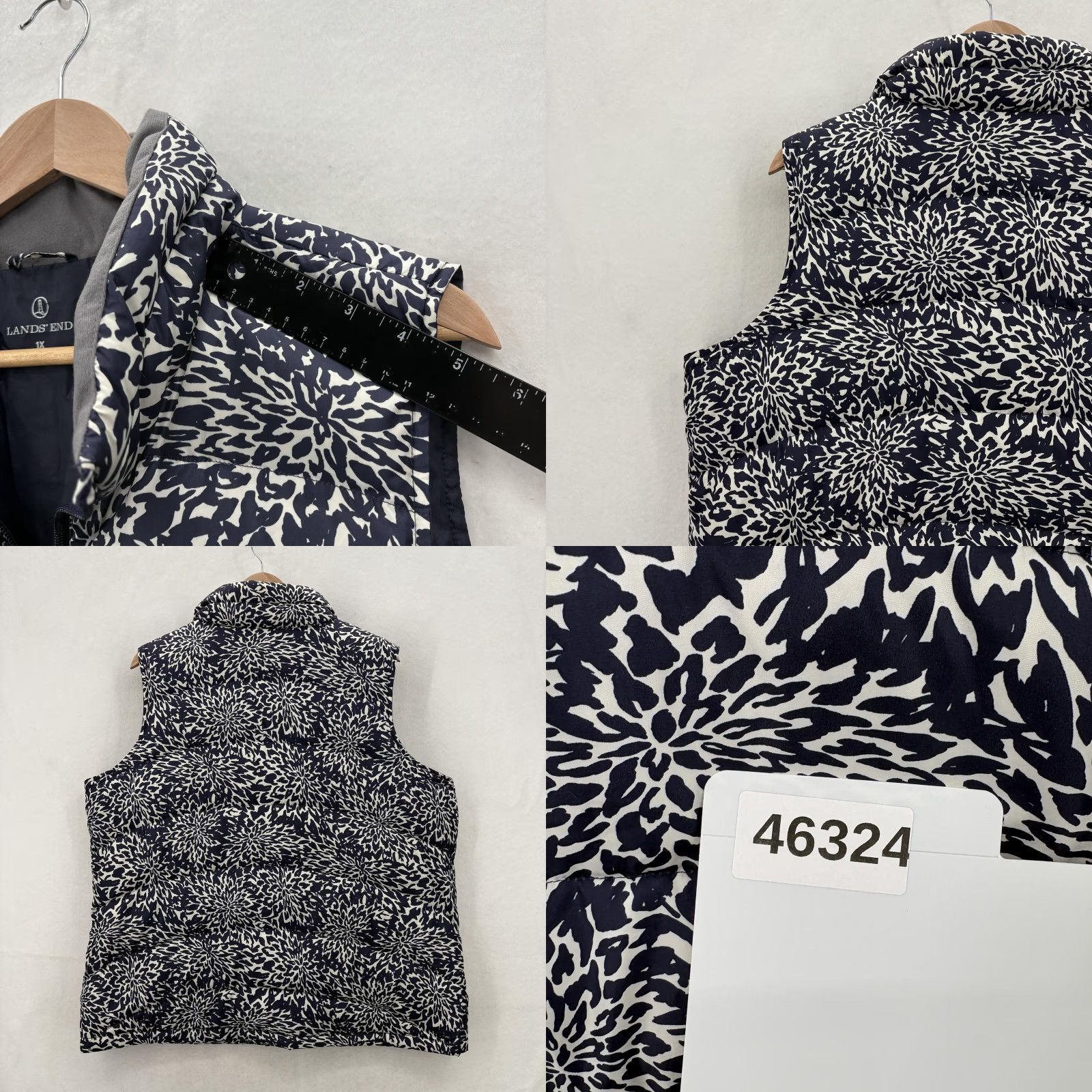 Lands' End VINTAGE Lands' End Vest Womens 1X Blue Floral Down Puffer Quilted Full Zip Warm Travel Size XL / US 12-14 / IT 48-50 - 8 Thumbnail