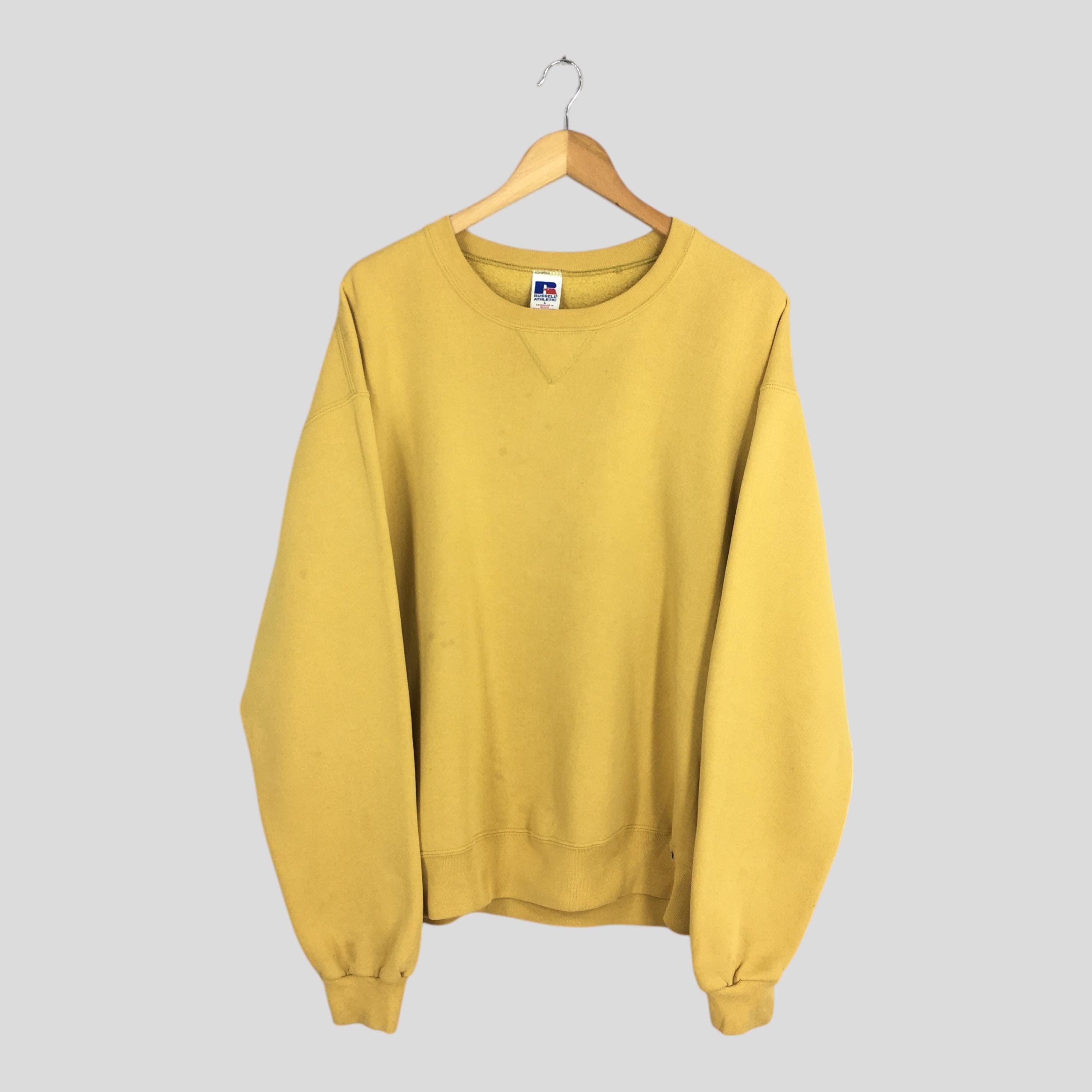 Russell Athletic Vintage 90s Russell Athletic Plain Yellow Sweatshirt Large Size US L / EU 52-54 / 3 - 1 Thumbnail