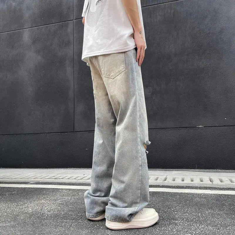Japanese Brand × Jean Retro loose straight leg casual ripped jeans Size US 32 / EU 48 - 3 Thumbnail
