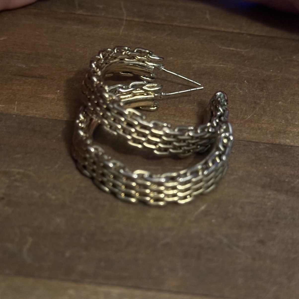 Other Gold tone basketweave hoop post earrings Size ONE SIZE - 4 Thumbnail