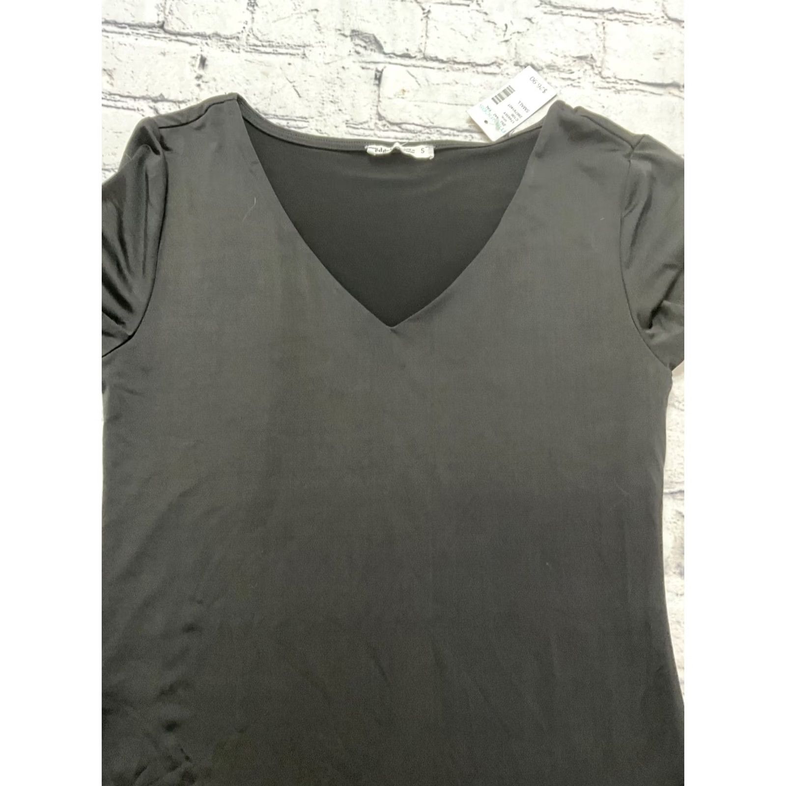Vintage EDGELY Blouse Top V-Neck Short Sleeve Pullover Black S NWT Womens Shirt Casual Spring Summer Regular Fit Size S / US 4 / IT 40 - 2 Thumbnail