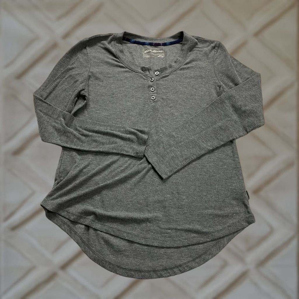 Eddie Bauer Eddie Bauer Henley Sleepwear Shirt Womens Small Gray Button Long Sleeve Stretch Size S / US 4 / IT 40 - 1 Thumbnail