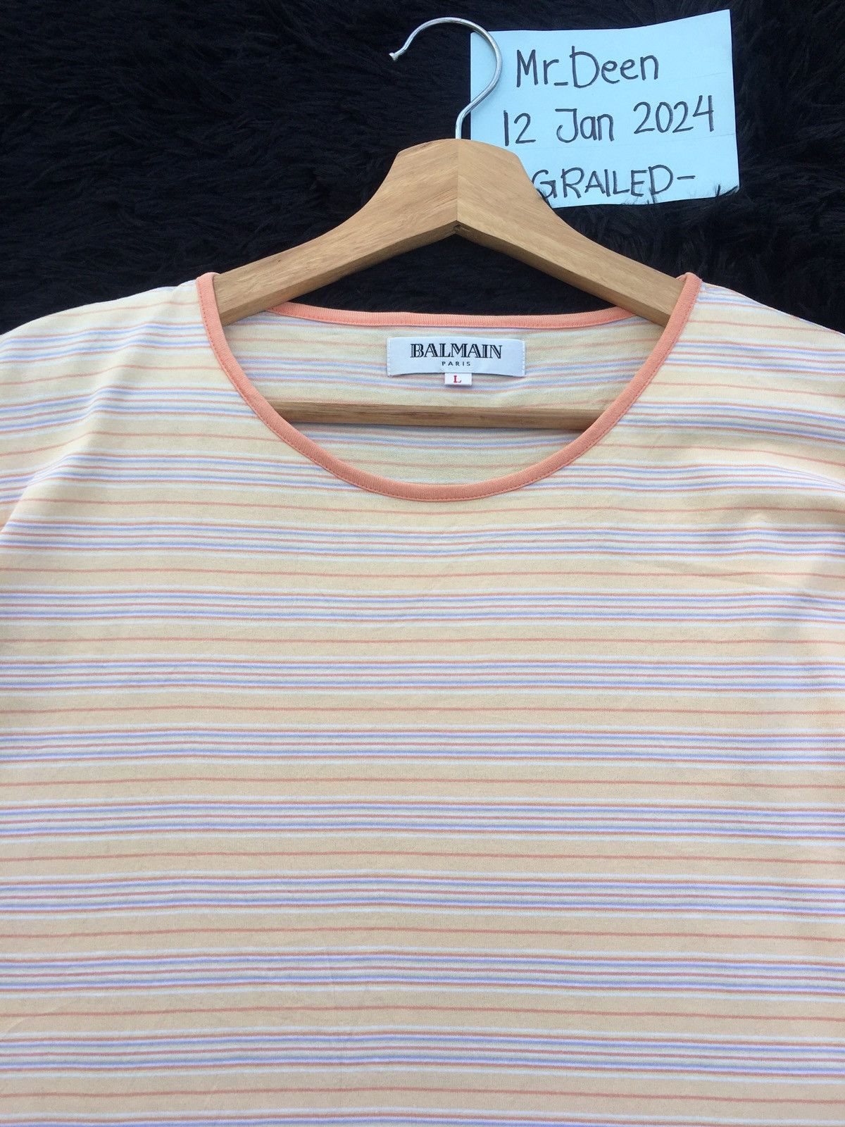 Balmain Rare Vintage BALMAIN Stripes Tshirt Size US L / EU 52-54 / 3 - 6 Thumbnail