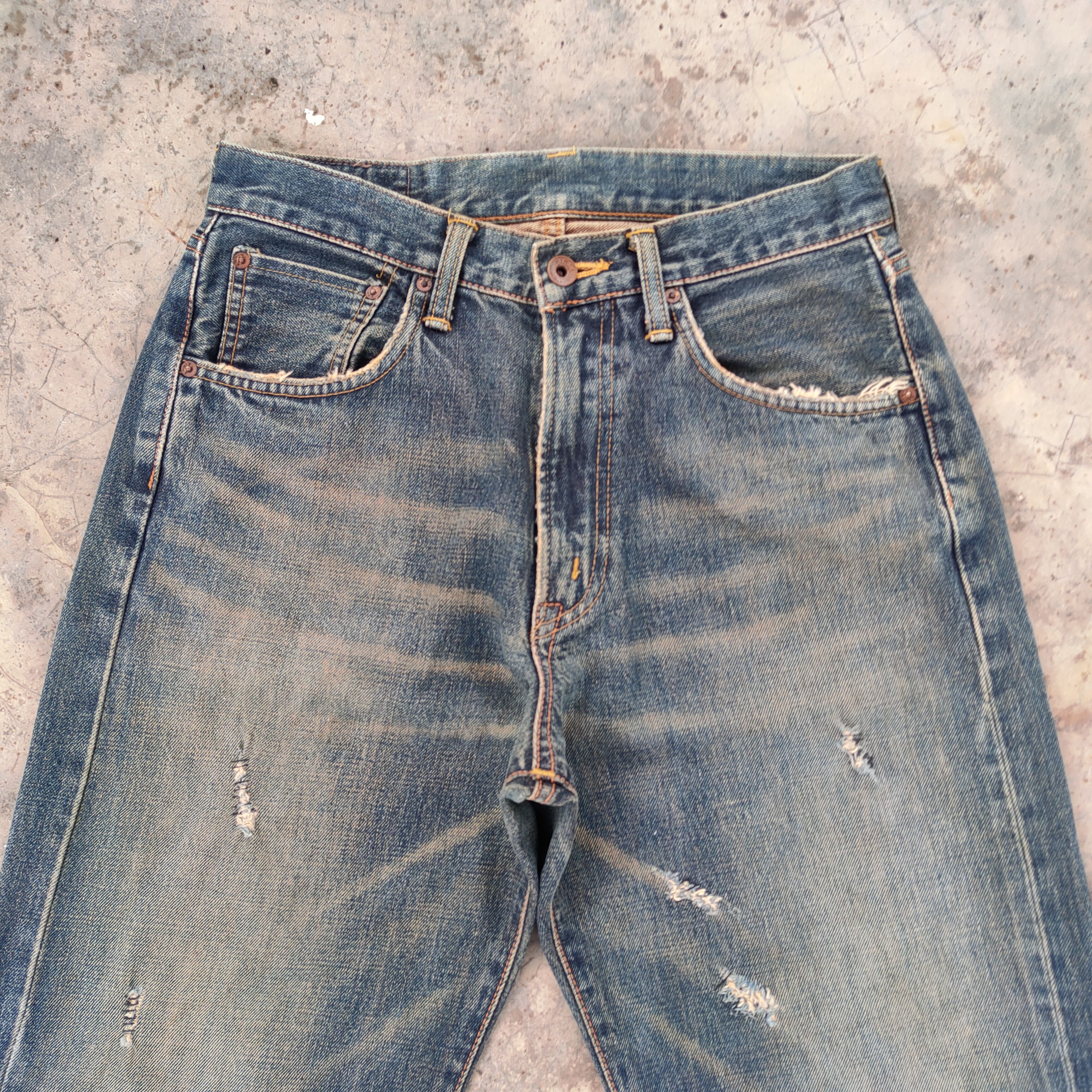 Edwin VINTAGE RUSTY EDWIN ORANGE TAG RIPPED DENIM JEANS PANTS Size US 29 - 3 Thumbnail