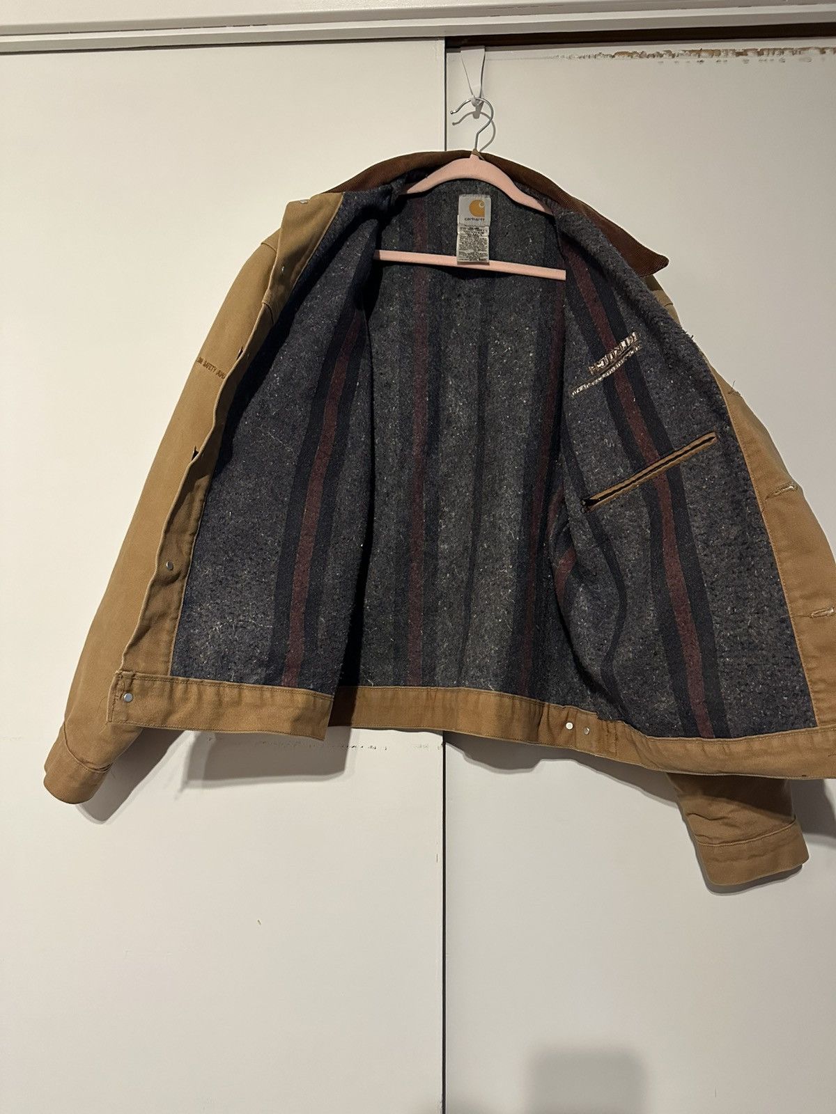 Carhartt × Vintage Vintage Carhartt Blanket Lined Trucker Jacket Embroidered Size US L / EU 52-54 / 3 - 8 Thumbnail
