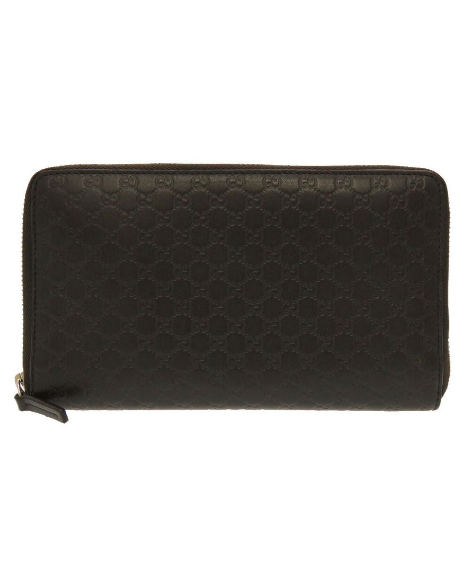 image of Gucci Brown Leather Bi-Fold Wallet With Iconic Pattern, Men's