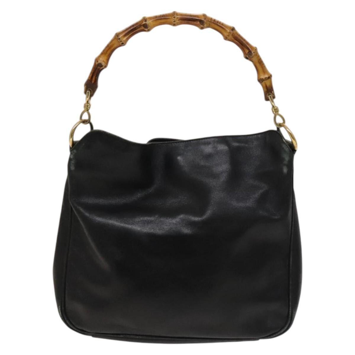 Gucci GUCCI Bamboo Handbag Leather Black Gold 001 3754 001 3754 Size ONE SIZE - 3 Thumbnail