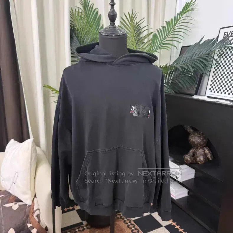 Balenciaga Balenciaga Logo Hooded Sweatshirt with Tape Size US S / EU 44-46 / 1 - 1 Thumbnail