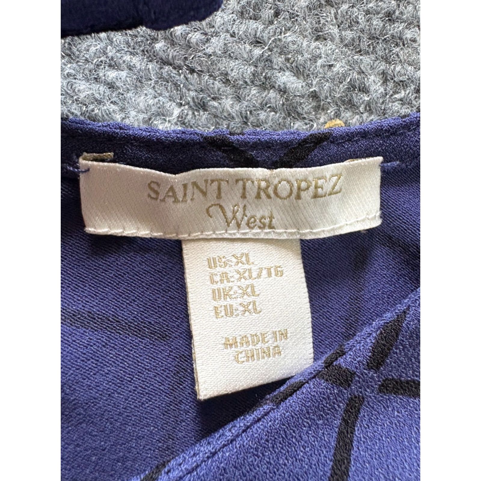 Vintage Saint Tropez West Top Womens XL Blue Checkered Pattern Sleeveless Shirt Zip Back Size XL / US 12-14 / IT 48-50 - 2 Thumbnail