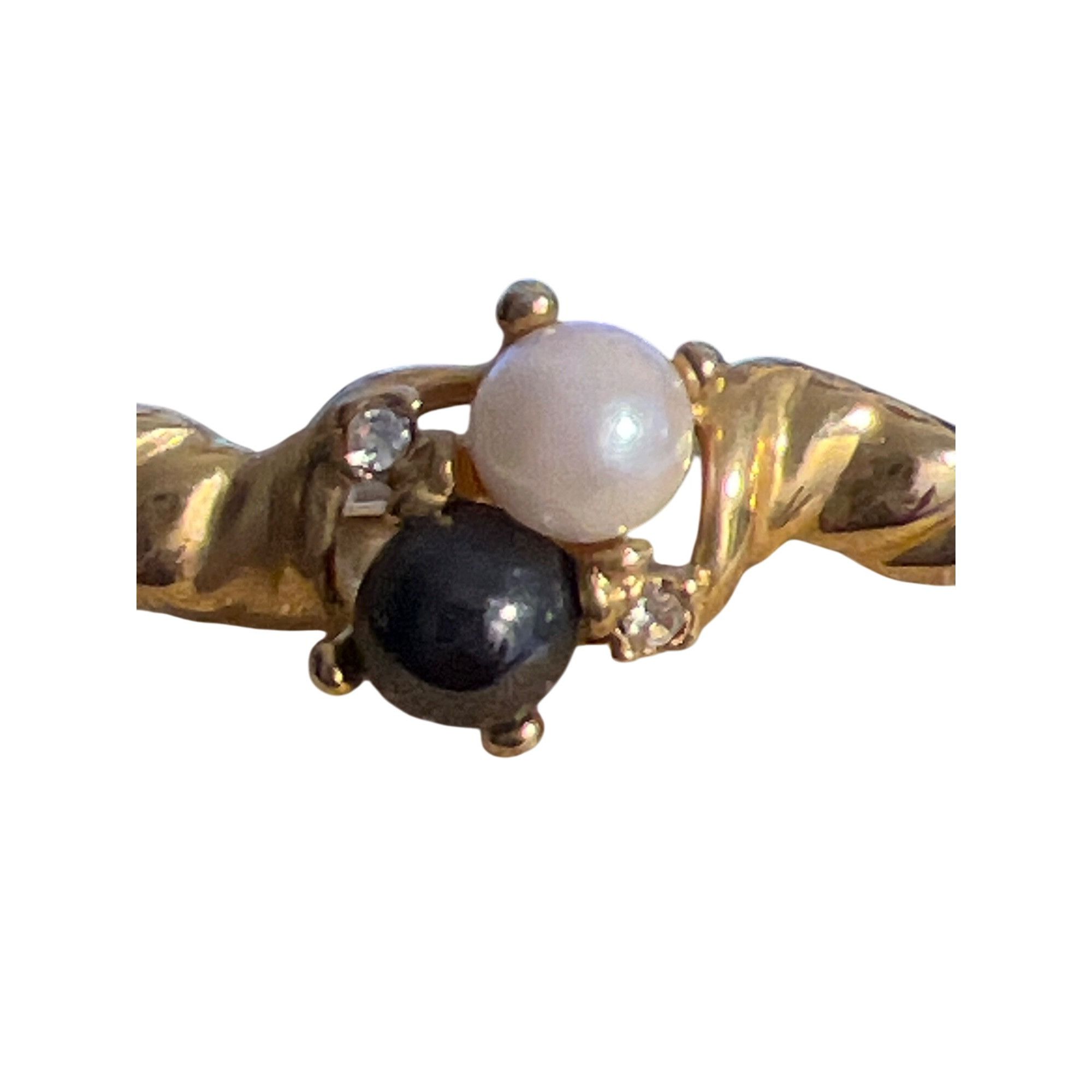 Other Vintage Gold Tone Brooch Pin Faux Pearl Black Rhinestones Tw Size ONE SIZE - 2 Thumbnail