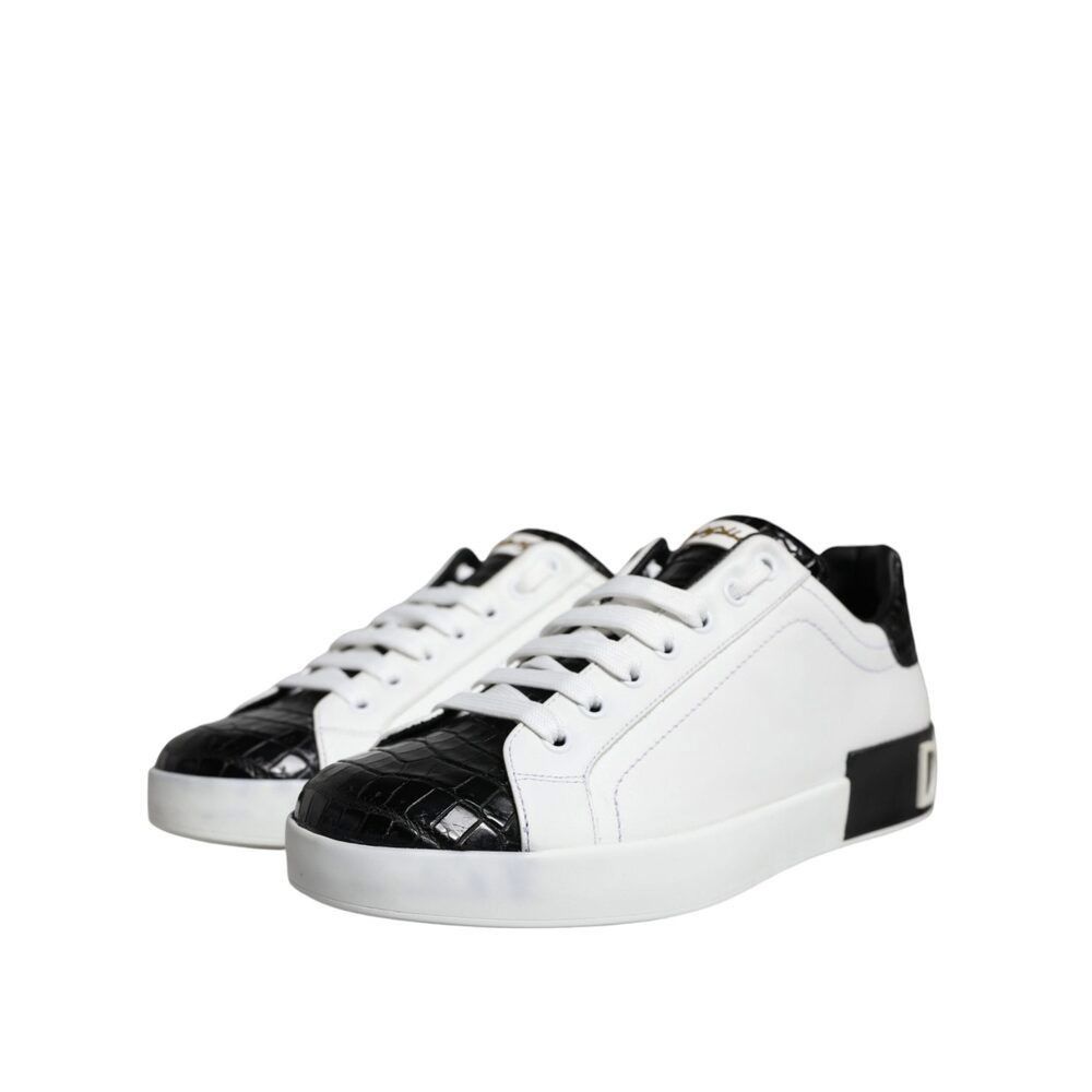 Dolce & Gabbana Dolce & Gabbana Black Leather Logo Portofino Sneaker Shoes Size US 5 / EU 37 - 3 Thumbnail