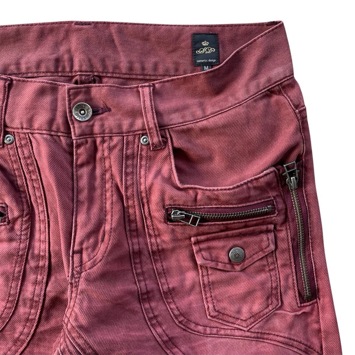 semanticdesign Vintage Semanticdesign - Maroon Twisted Flare Jeans Size US 31 - 4 Thumbnail