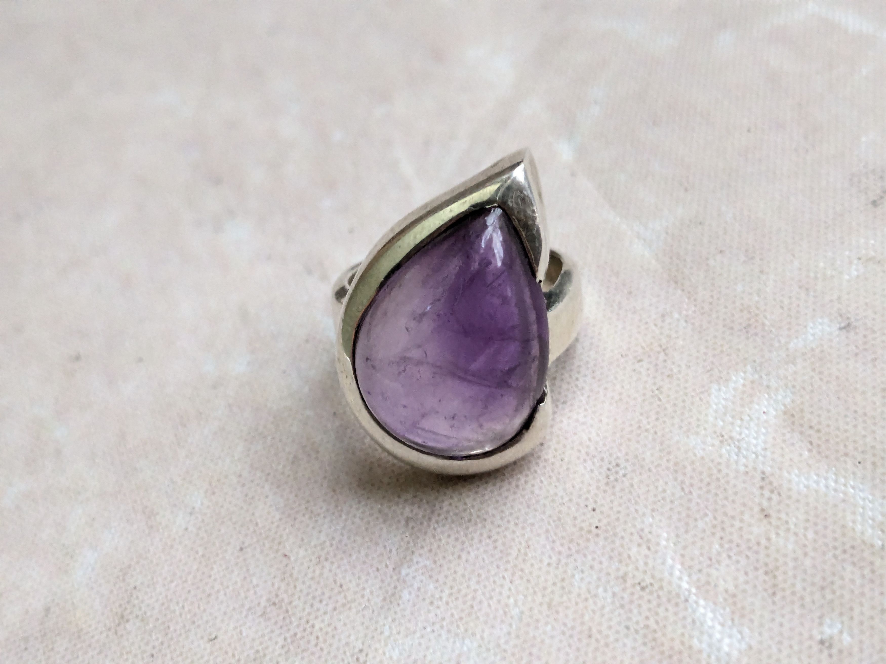 Sterling Silver Vintage Sterling Silver Ring Purple Amethyst 6 Teardrop Size ONE SIZE - 5 Thumbnail