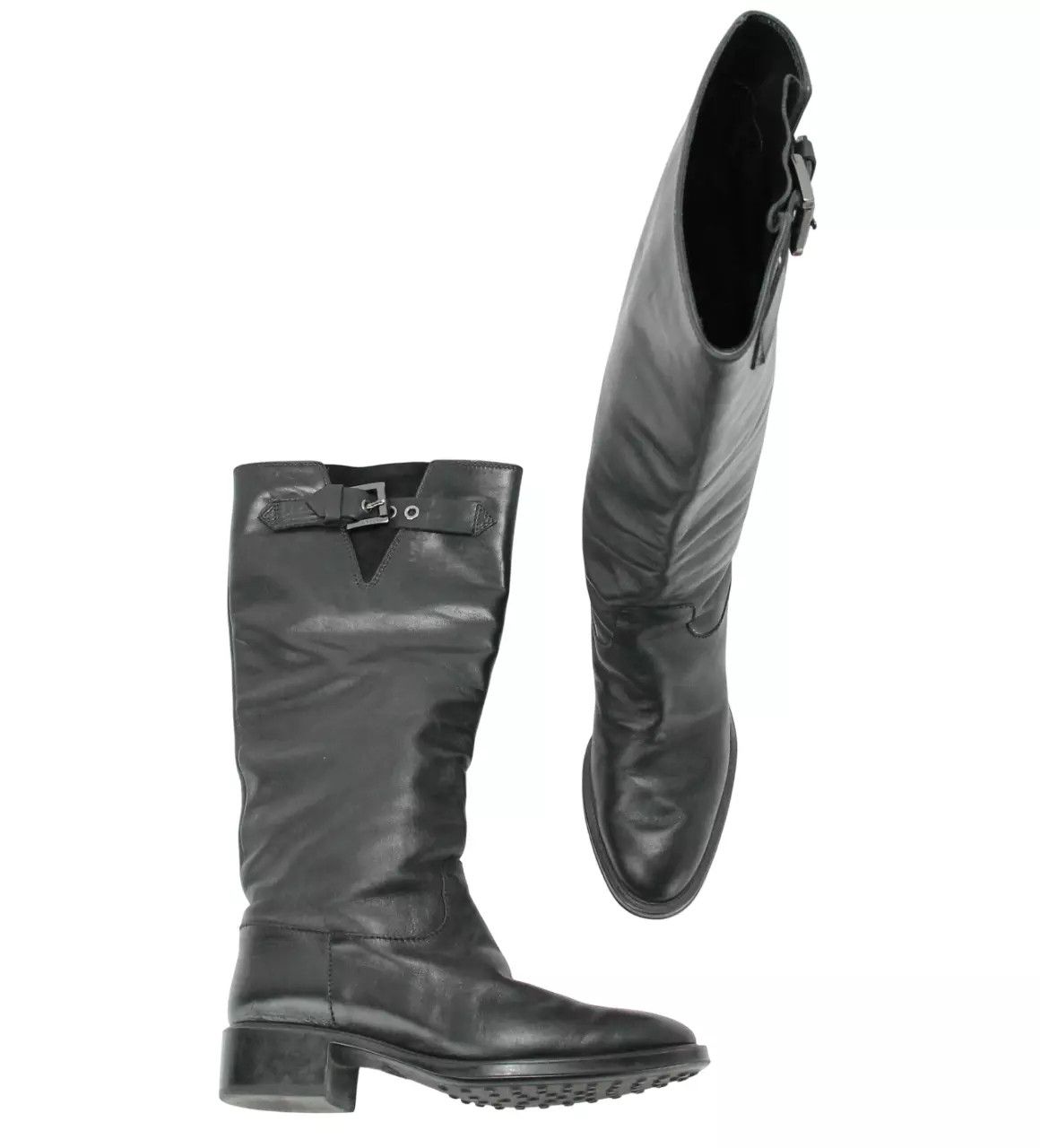 Tod's TOD'S Shoes Women's EU 37 Black Leather Block Heel Mid Top Size US 7 / IT 37 - 5 Thumbnail