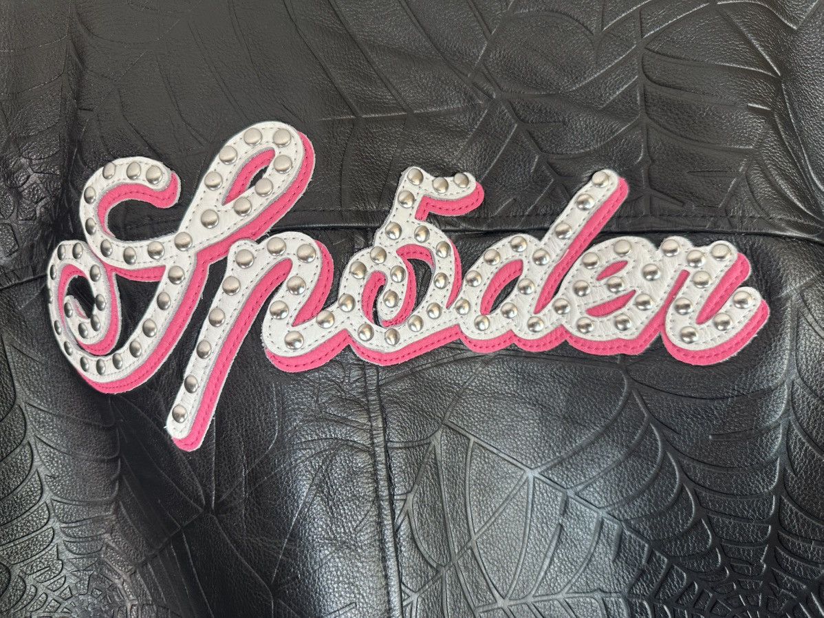 Sp5der Sp5der Black Debossed Web Leather Jacket Size US XXL / EU 58 / 5 - 3 Thumbnail