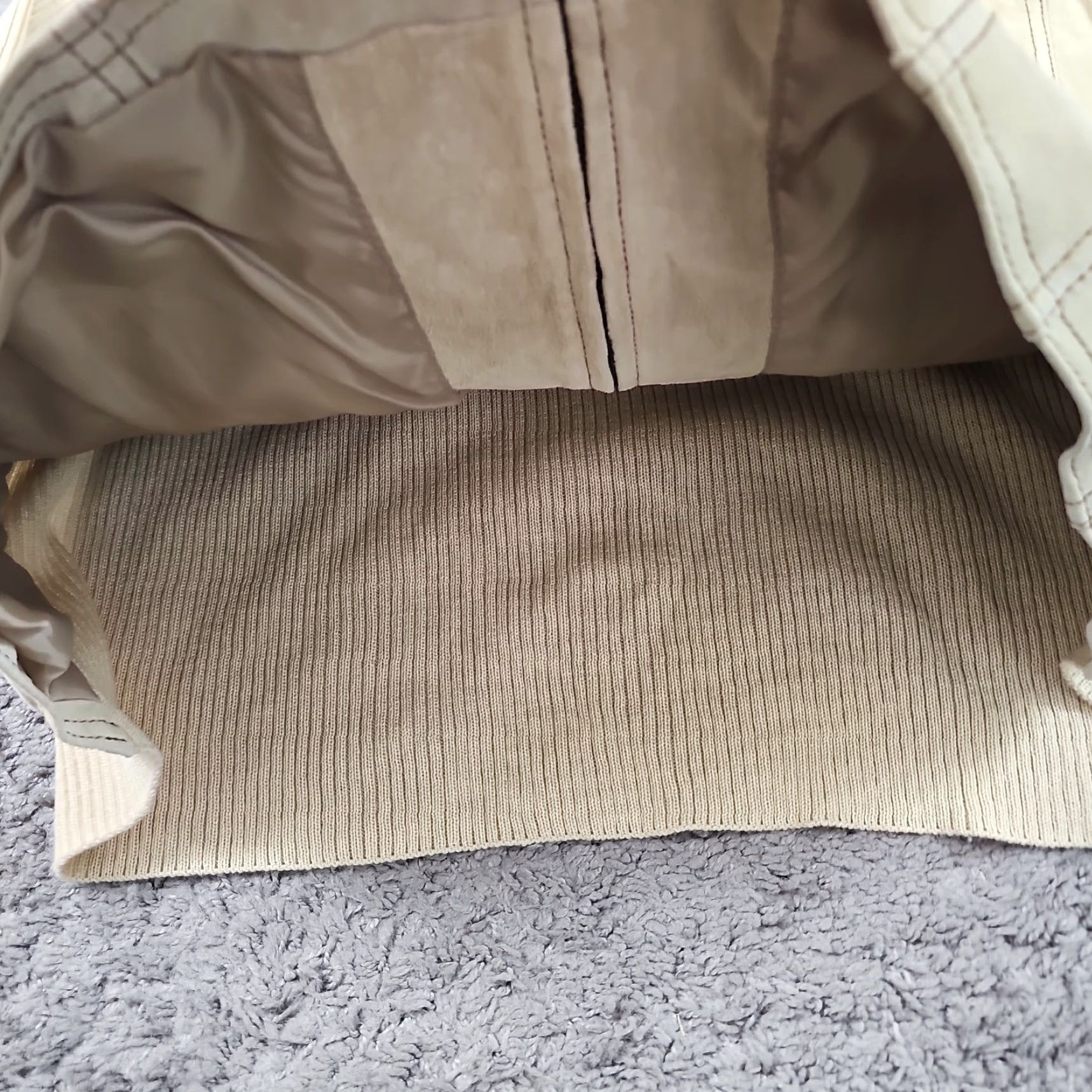 Coldwater Creek Coldwater Creek Jacket M Beige Leather Wool Knit Sleeve Full Zip Lined Womens Size M / US 6-8 / IT 42-44 - 3 Thumbnail