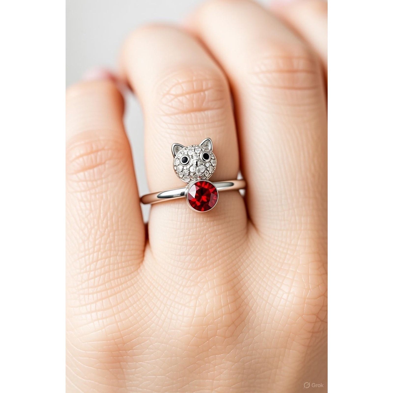 & Other Stories Silvertone Swarovski Cat Ring for Ladies Size Size ONE SIZE - 2 Thumbnail