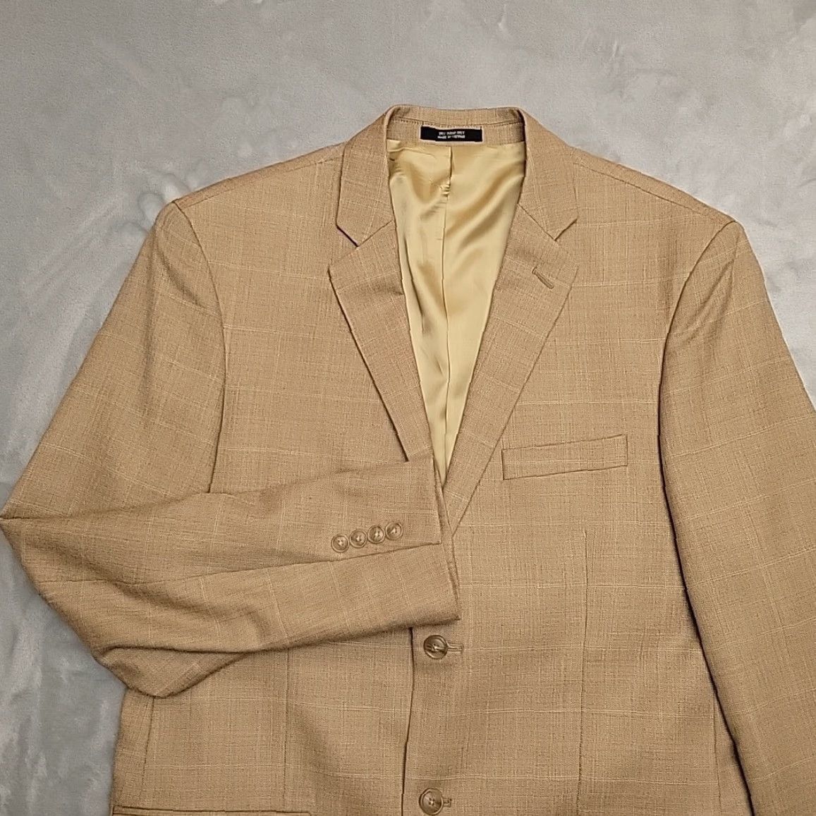 Vintage VTG Warren Sewell Blazer Mens 42L Beige Brown 100% Wool Plaid Regent Suit Coat Jacket Two-Button Notch Lapel Single-Vented Dry Clean Only Mens Size 42R - 6 Thumbnail