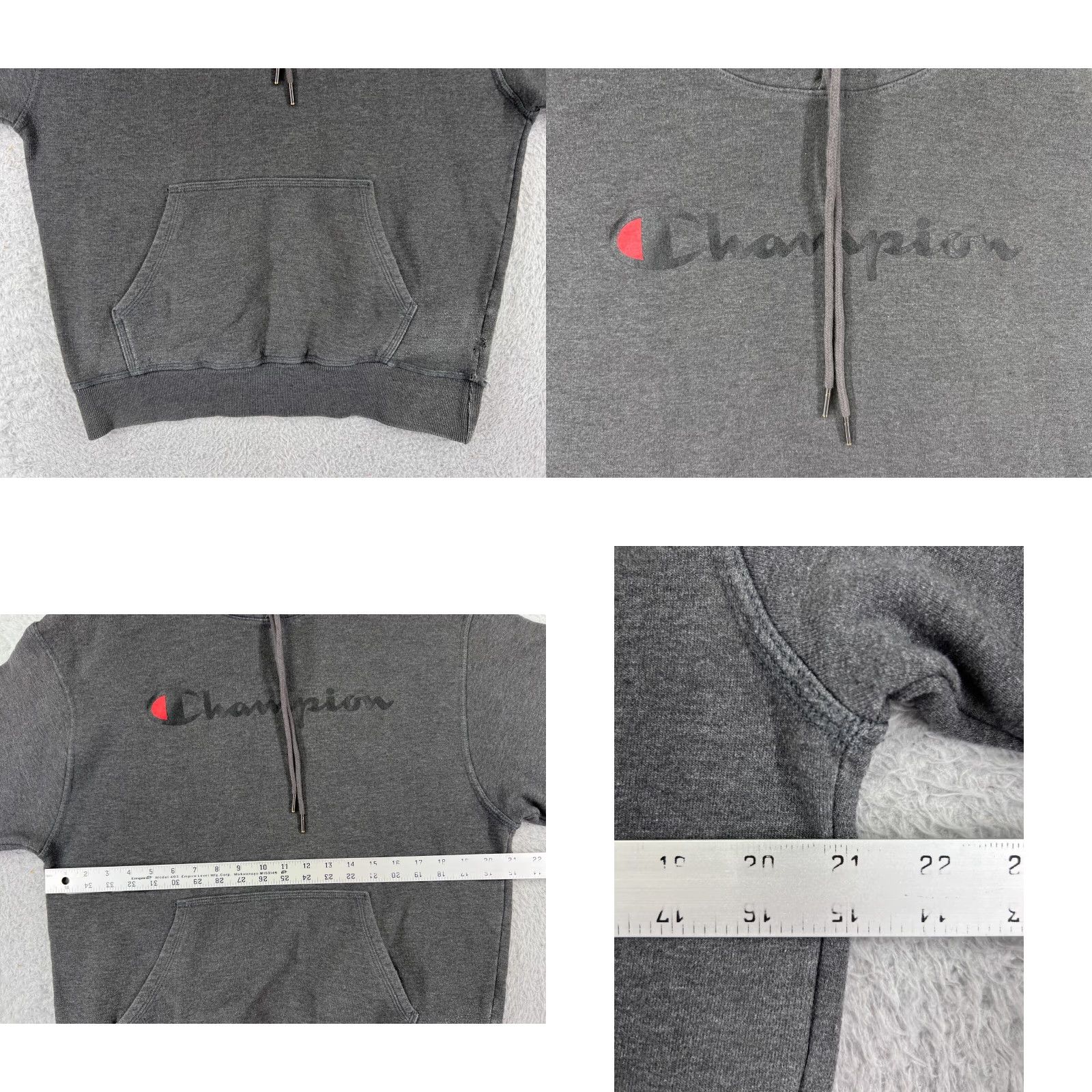 Champion VINTAGE Champion Hoodie Womens Medium Gray Pullover Long Sleeve Cotton Blend with Pockets USA Size M / US 6-8 / IT 42-44 - 8 Thumbnail