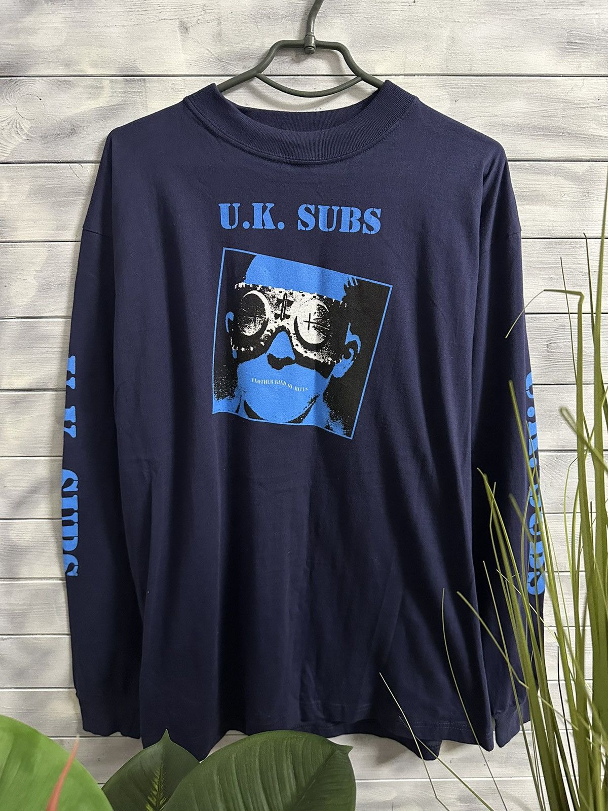 image of Rock T Shirt x Rock Tees Vintage Uk Subs Punk Rock Band Longsleeve 00’S in Blue, Men's (Size XL)