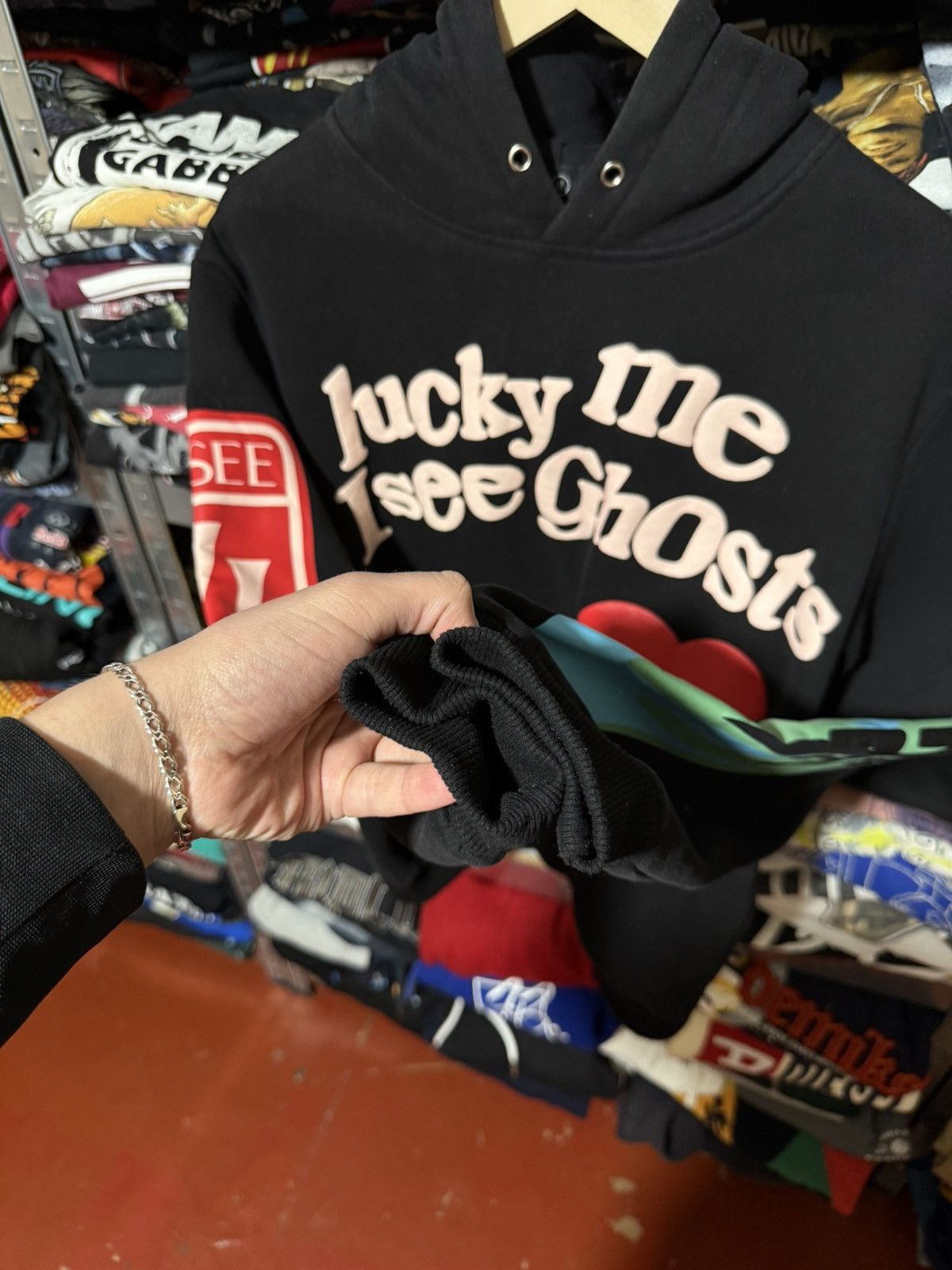 Rap Tees Lucky Me I see Ghosts Kanye West Style Rap Hoodie Y2K Hype Size US L / EU 52-54 / 3 - 8 Thumbnail