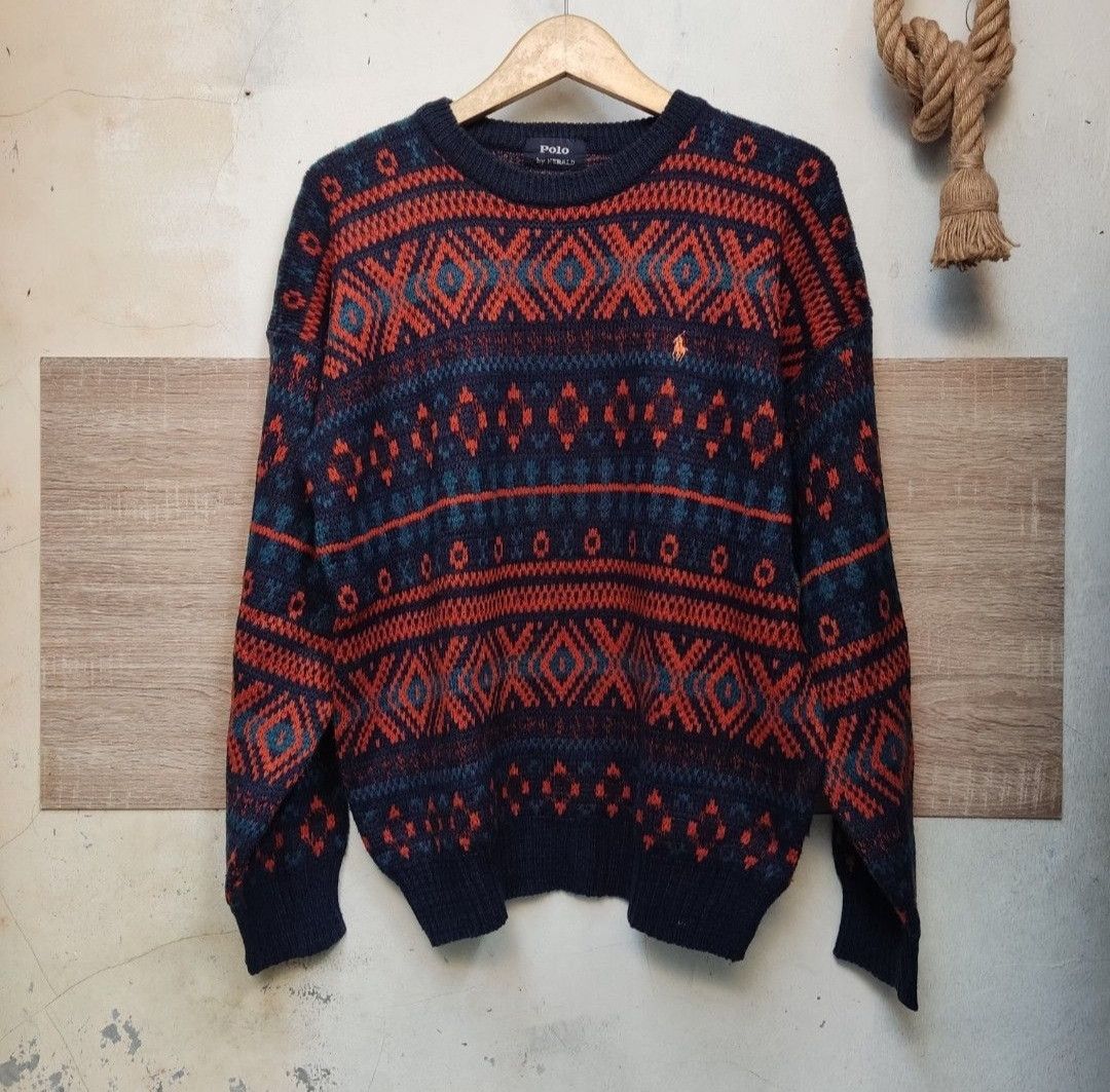 POLO by Herald Men's Aztec Navajo Knitted Sweater
