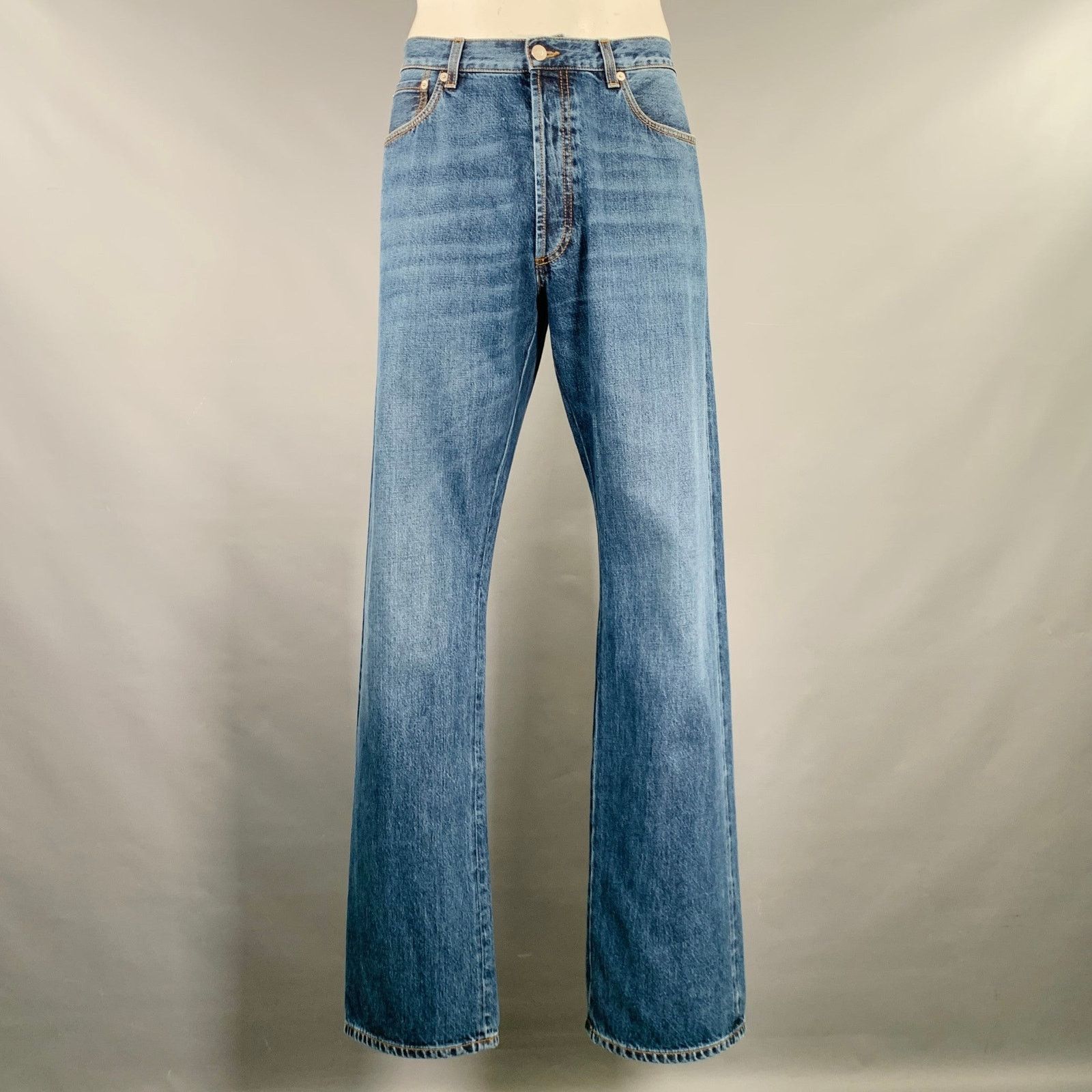 Alexander McQueen Size 36 Indigo Contrast Stitch Denim Button Fly Jeans Size US 36 / EU 52 - 1 Thumbnail