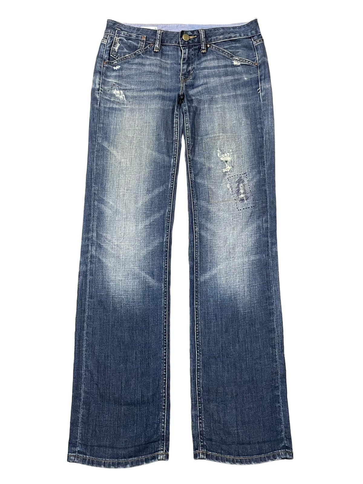 Balenciaga × Gap × Kanye West Vintage Y2K Gap 1960 Easy Straight BlueWash Distressed Jeans Size 31" - 1 Thumbnail